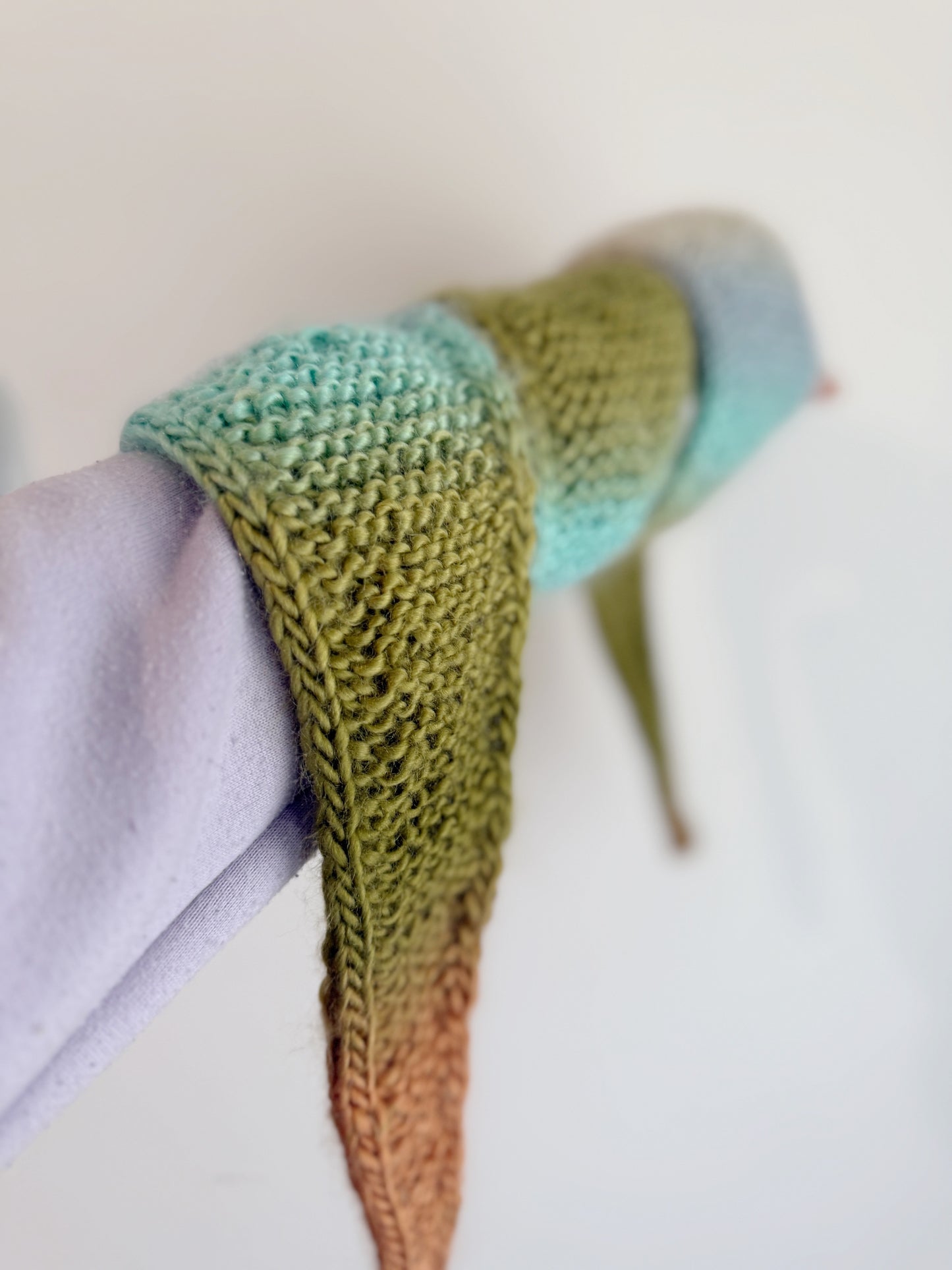 Sophie scarf in brown blue green mix | hand knit neckechief | winter wrap | small skinny scaf | handmade gift | tiktok viral scarf