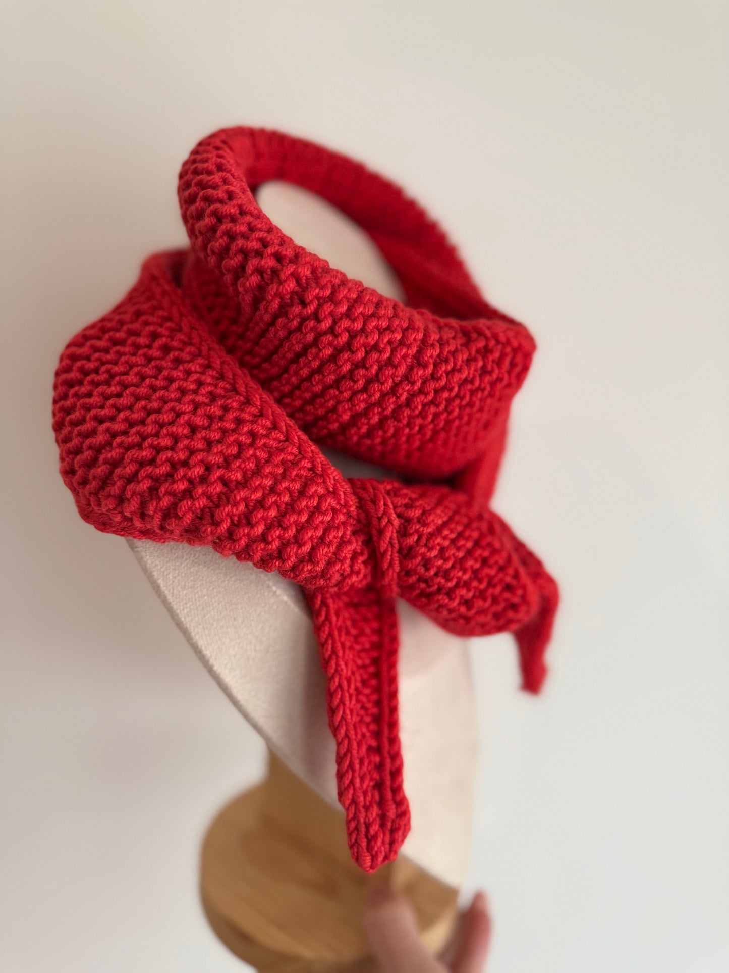 Sophie scarf in christmas red | hand knit neckechief | winter wrap | small skinny scarf | handmade gift | tiktok viral scarf | wool yarn