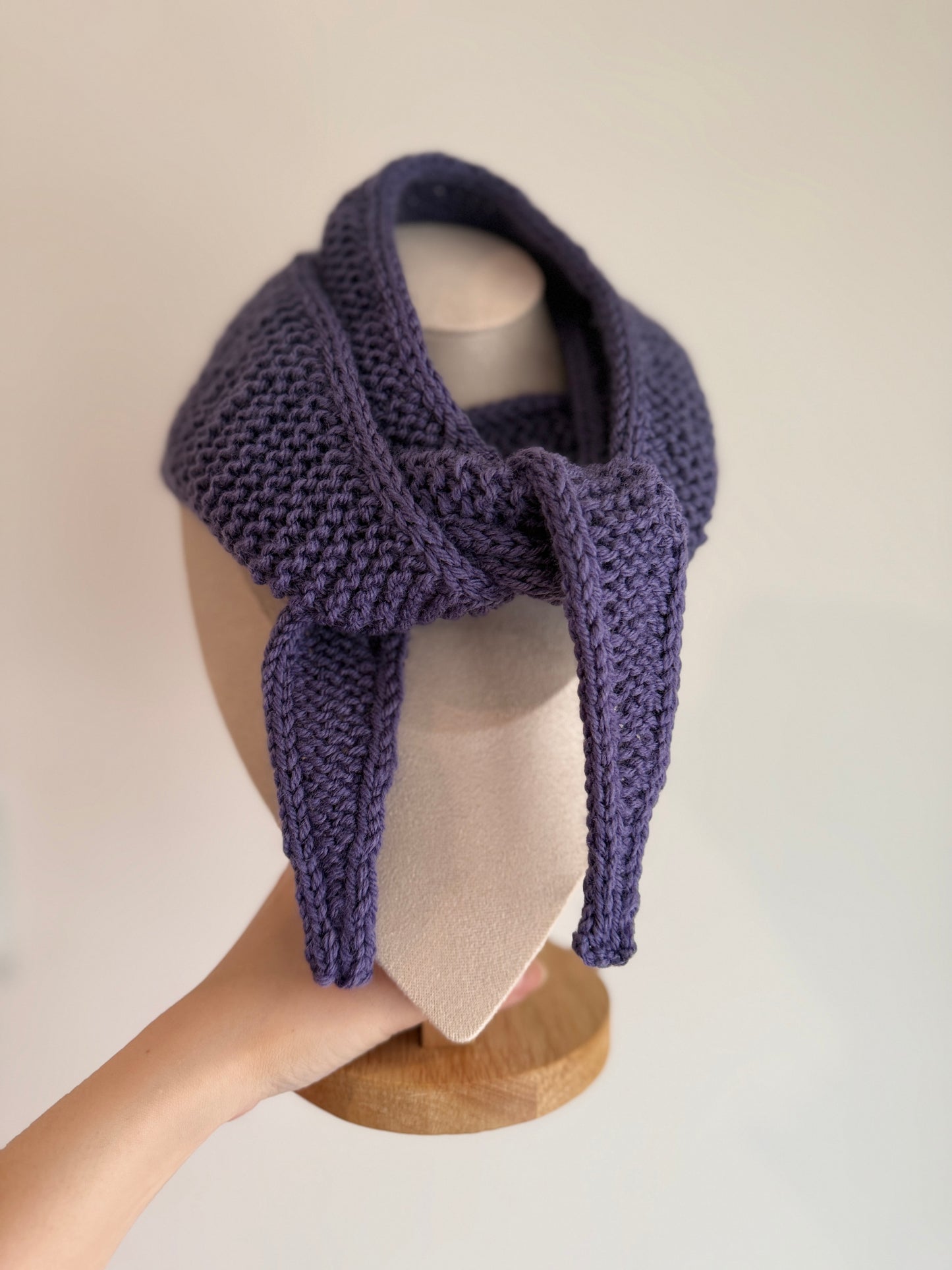 Sophie scarf in grape melange | hand knit neckechief | winter wrap | small skinny scarf | handmade gift | tiktok viral scarf | wool yarn