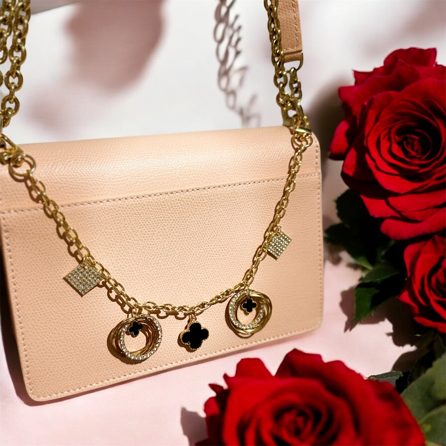 Clover bag charm | key chain | golden chain with gold buckle | y2k chain | bag lover gift