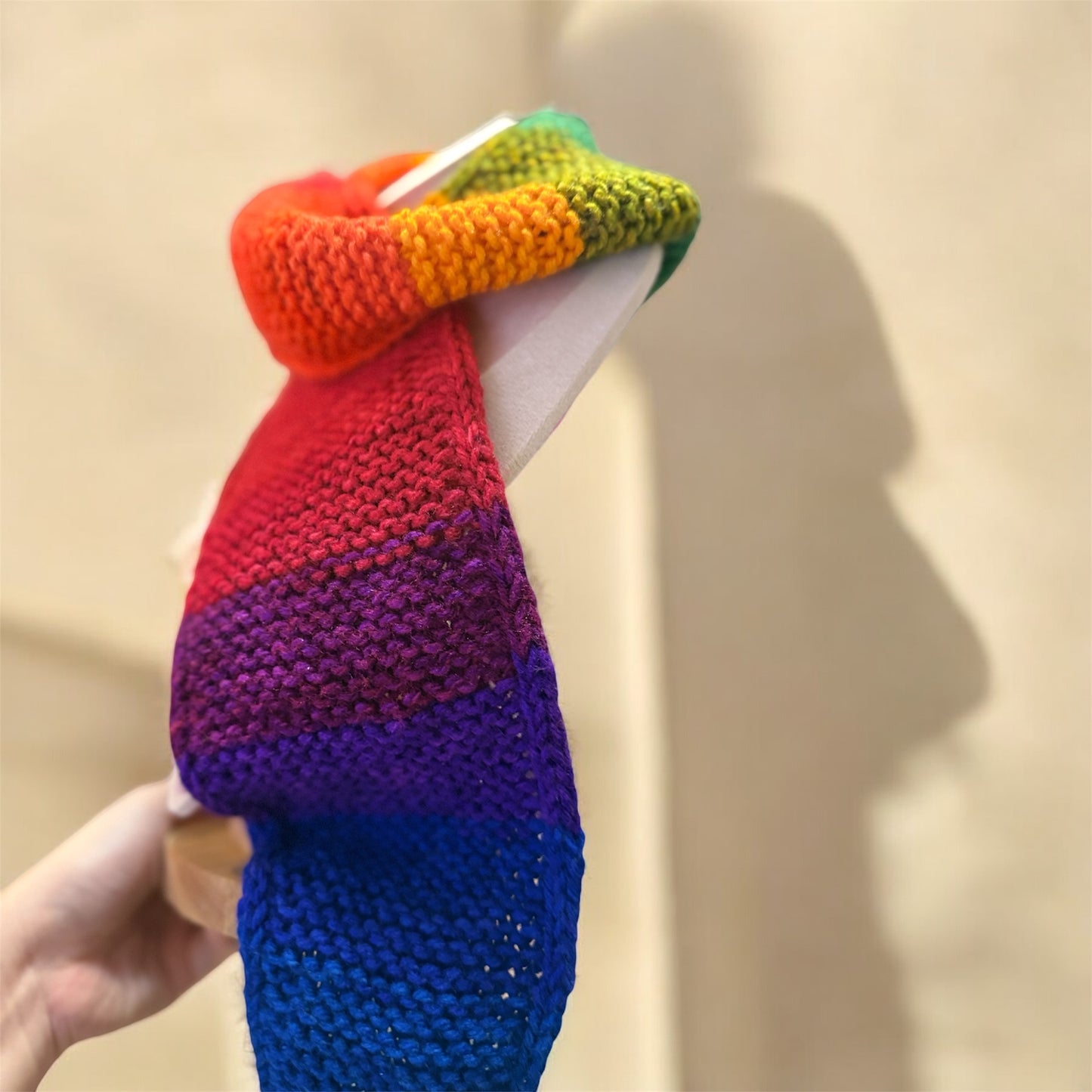 Sophie scarf in rainbow | hand knit neckechief | winter wrap | small skinny scaf | handmade gift | tiktok viral scarf