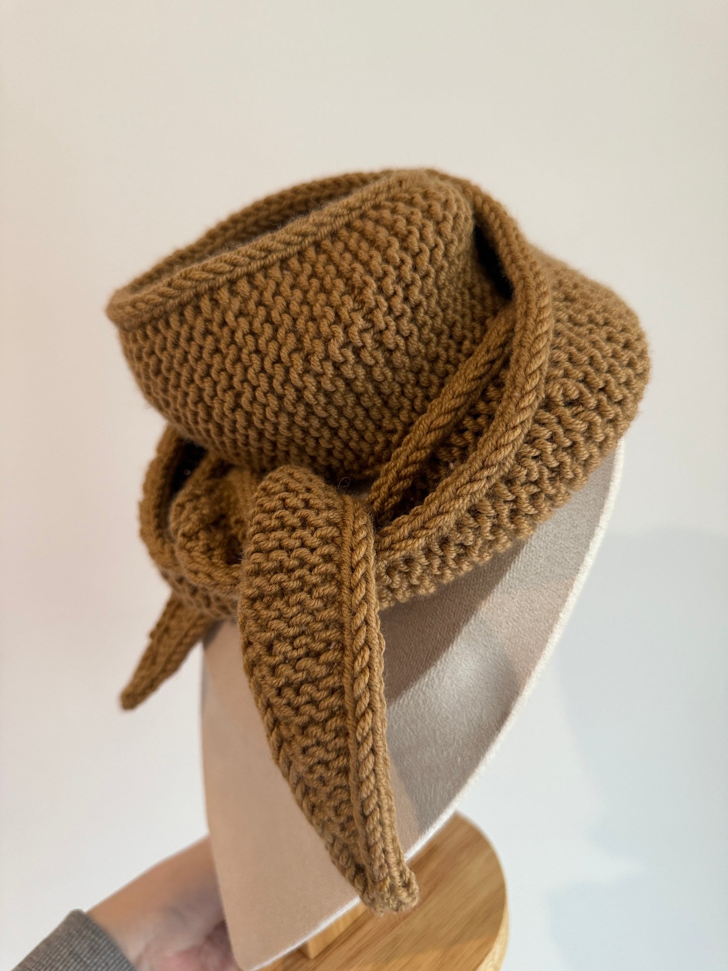 Sophie scarf in dark sand | hand knit neckechief | winter wrap | small skinny scarf | handmade gift | tiktok viral scarf | wool yarn