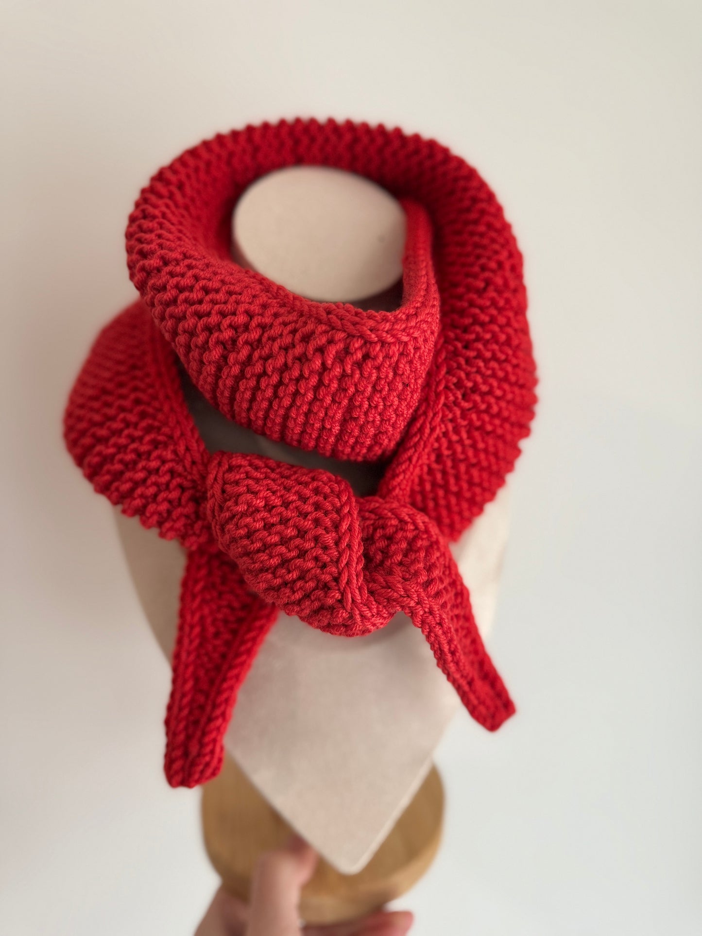 Sophie scarf in christmas red | hand knit neckechief | winter wrap | small skinny scarf | handmade gift | tiktok viral scarf | wool yarn