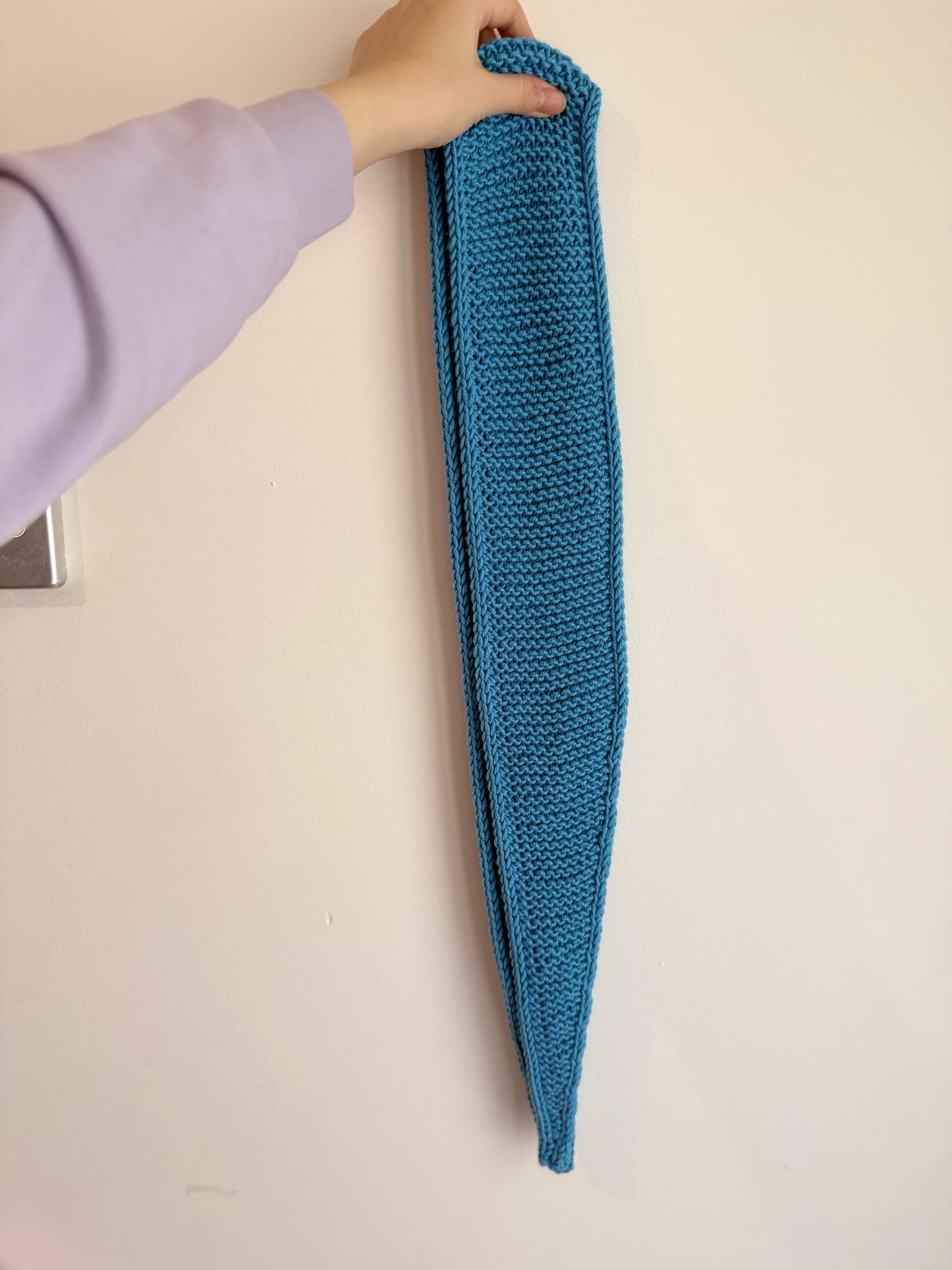 Sophie scarf in DJ blue | hand knit neckechief | winter wrap | small skinny scarf | handmade gift | tiktok viral scarf | wool yarn