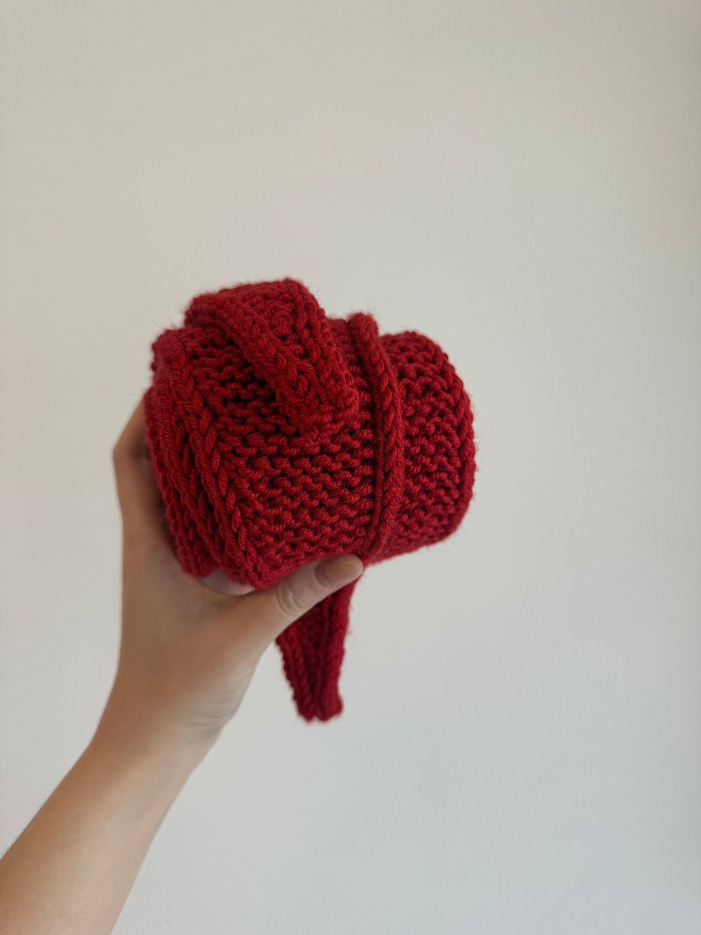 Sophie scarf in chilie pepper red | hand knit neckechief | winter wrap | small skinny scarf | handmade gift | tiktok viral scarf | wool yarn