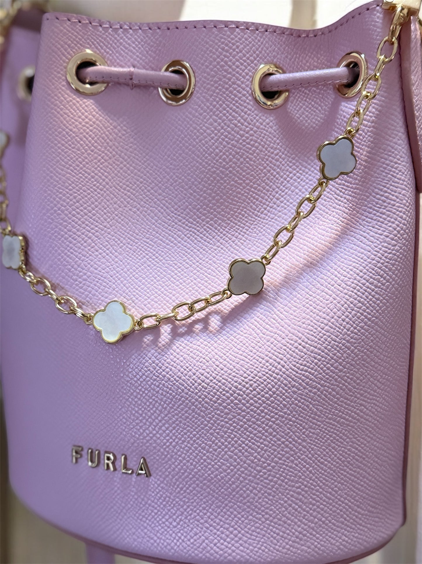 Clover bag charm | key chain | golden chain with gold buckle | y2k chain | bag lover gift