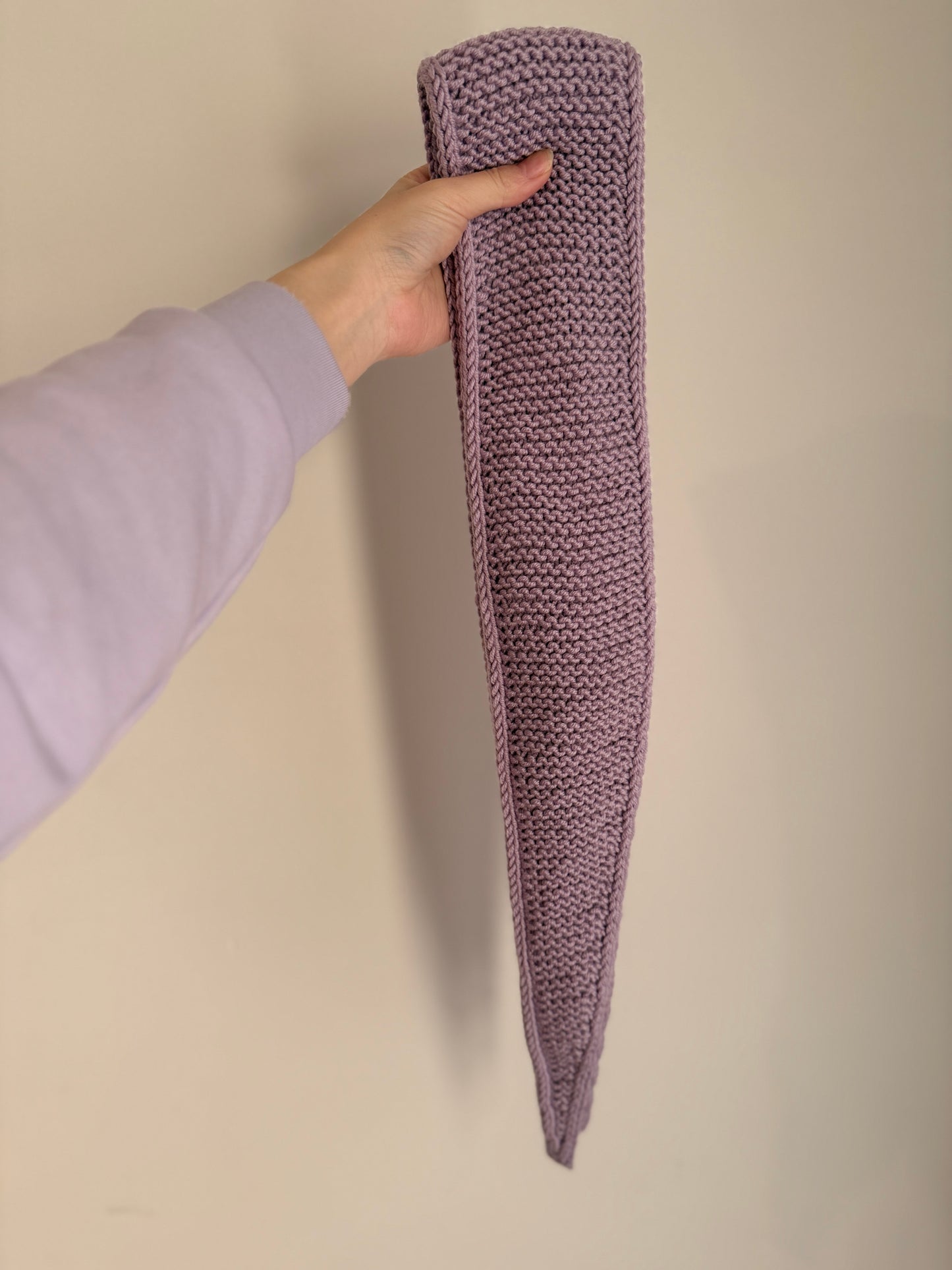 Sophie scarf lilac | hand knit neckechief | winter wrap | small skinny scarf | handmade gift | tiktok viral scarf | wool yarn