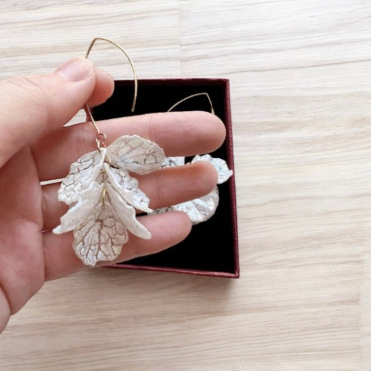 White - Colourful iridescent flower earrings | gold pearlescent shell petals dangle earrings |unique floral earrings | bridal party wedding earrings - TuttyKnitty