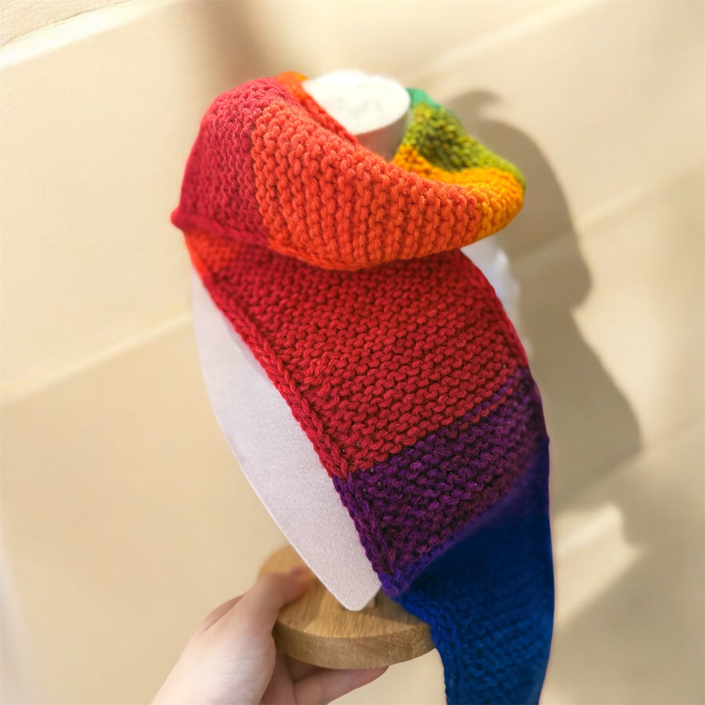 Sophie scarf in rainbow | hand knit neckechief | winter wrap | small skinny scaf | handmade gift | tiktok viral scarf