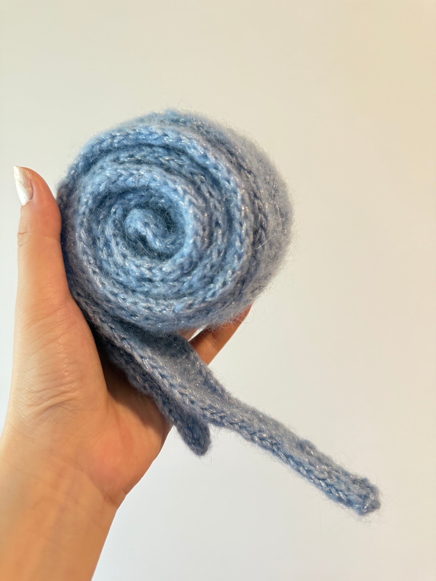 Sophie scarf in glitter blue | hand knit neckechief | winter wrap | small skinny scaf | handmade gift | tiktok viral scarf