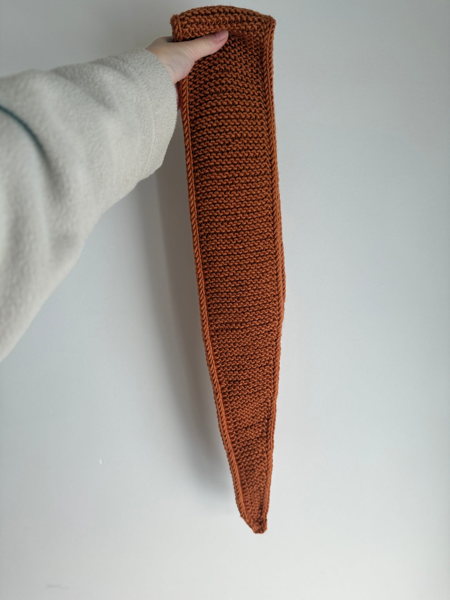 Sophie scarf leather brown | hand knit neckechief | winter wrap | small skinny scarf | handmade gift | tiktok viral scarf | wool yarn