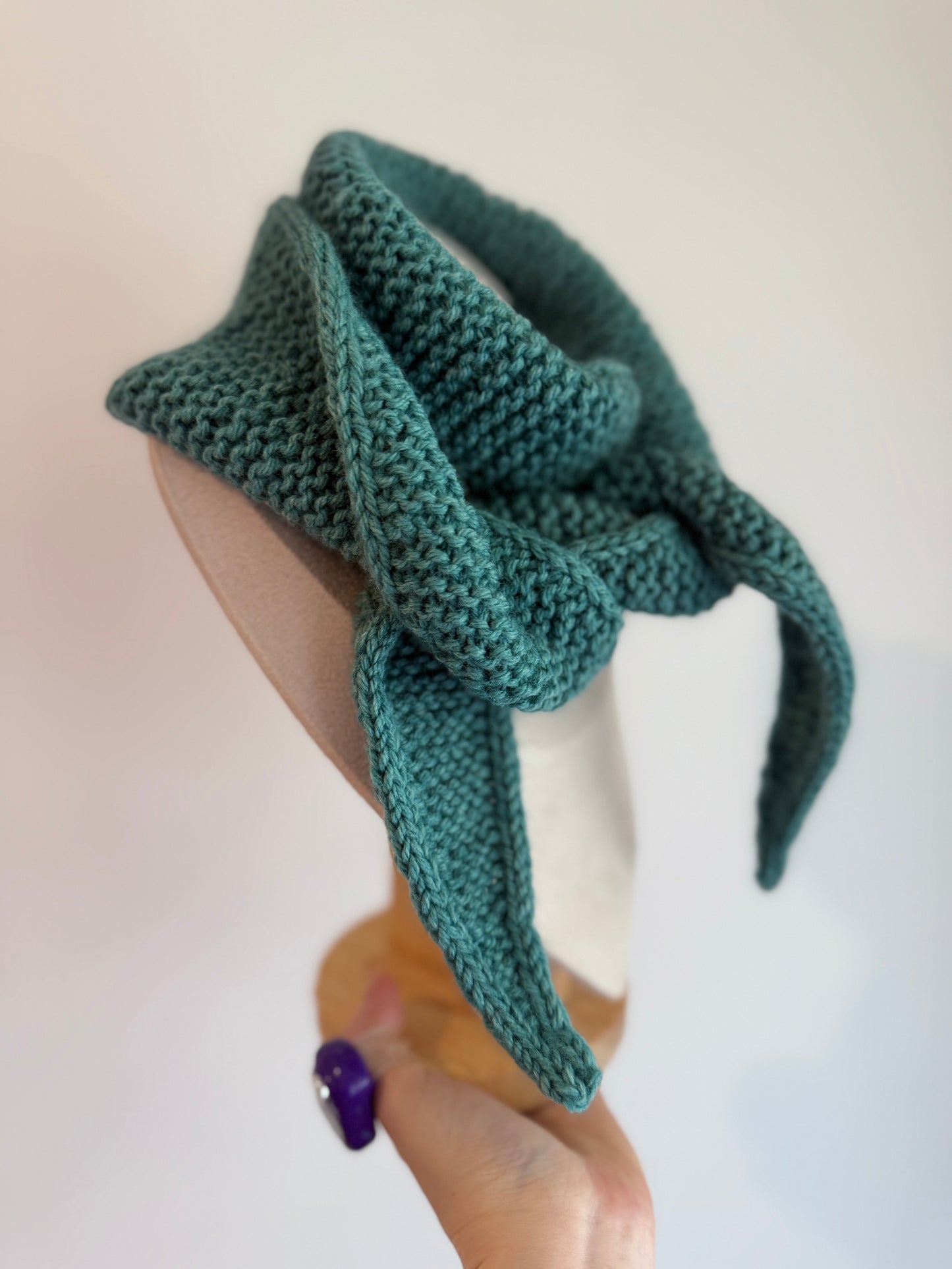 Sophie scarf in green melange | hand knit neckechief | winter wrap | small skinny scarf | handmade gift | tiktok viral scarf | wool yarn