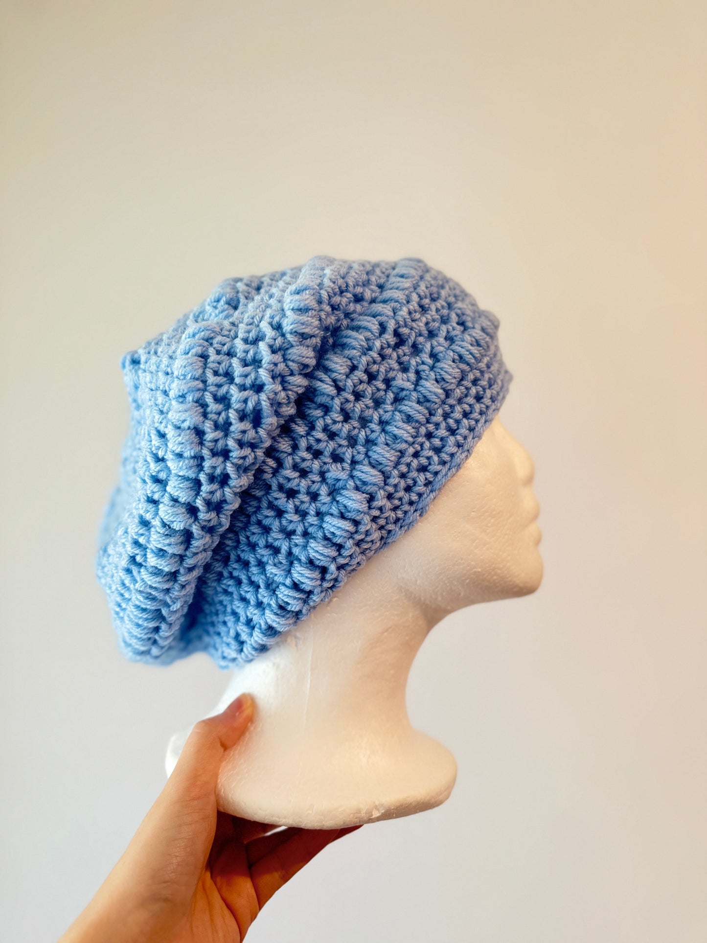 Blue crochet Slouchy Beanie | Chrochet Beret | Slouchy Hat in brown | hand Knit beanie in yellow | cozy winter beret hat