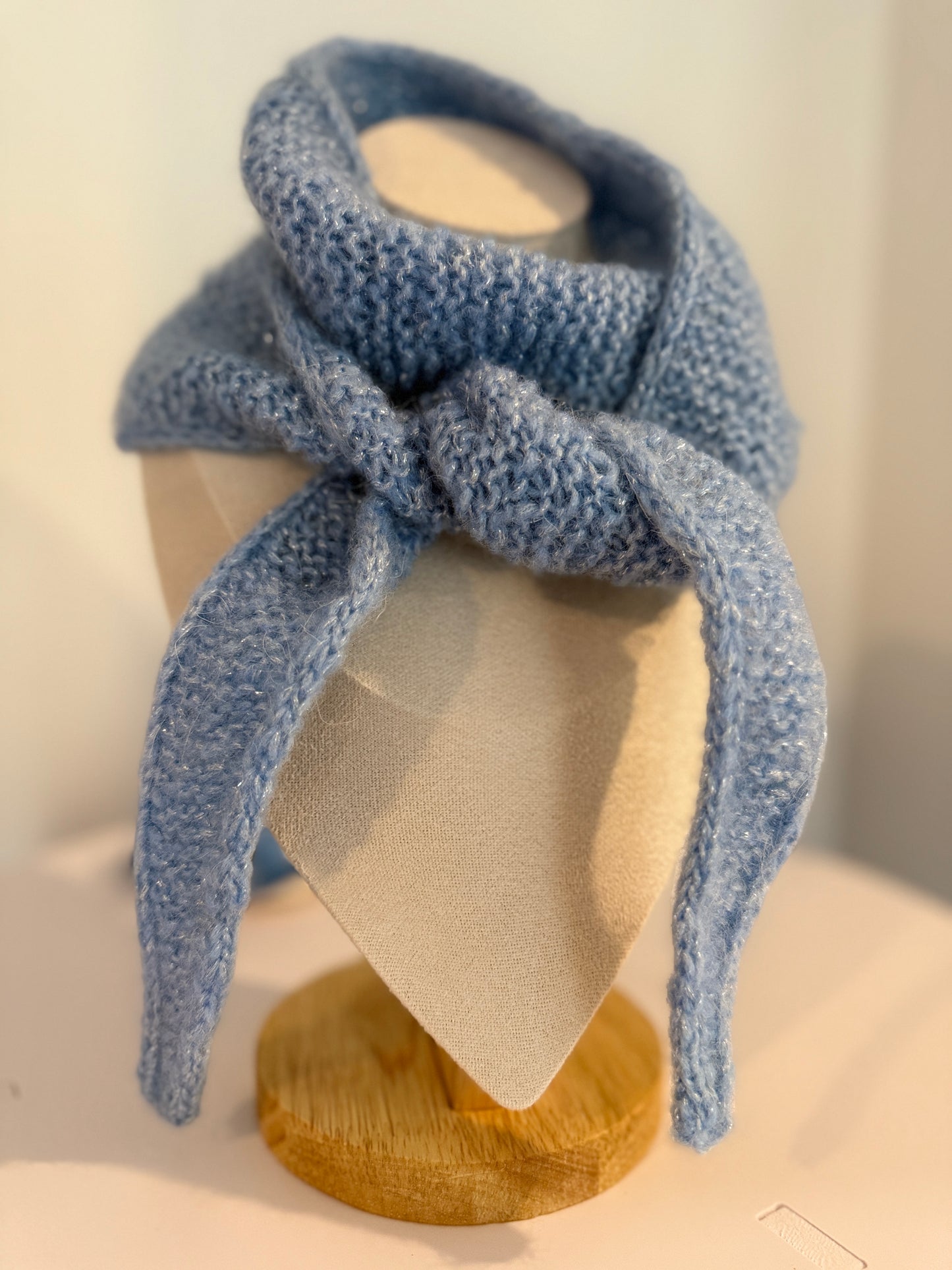 Sophie scarf in glitter blue | hand knit neckechief | winter wrap | small skinny scaf | handmade gift | tiktok viral scarf
