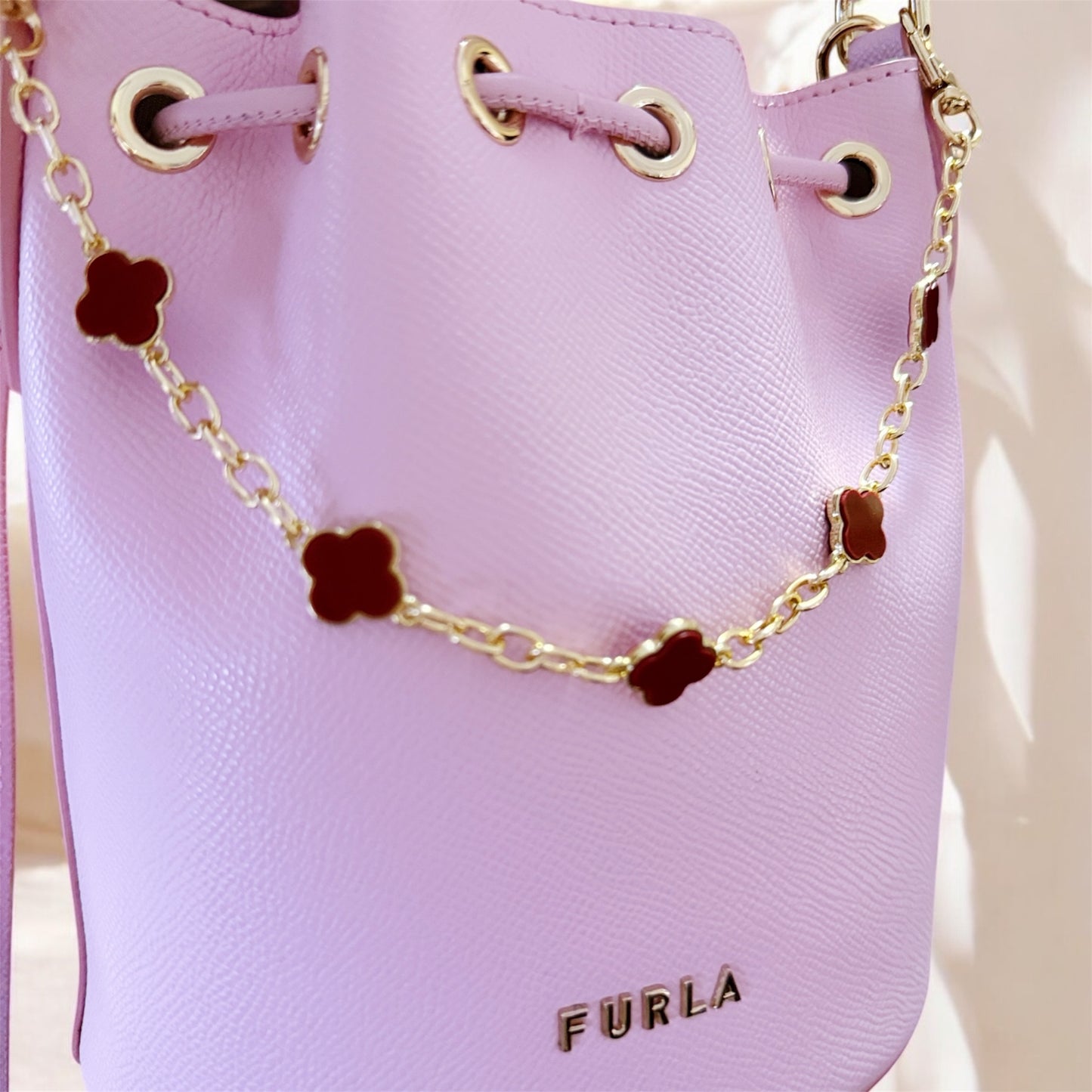 Clover bag charm | key chain | golden chain with gold buckle | y2k chain | bag lover gift