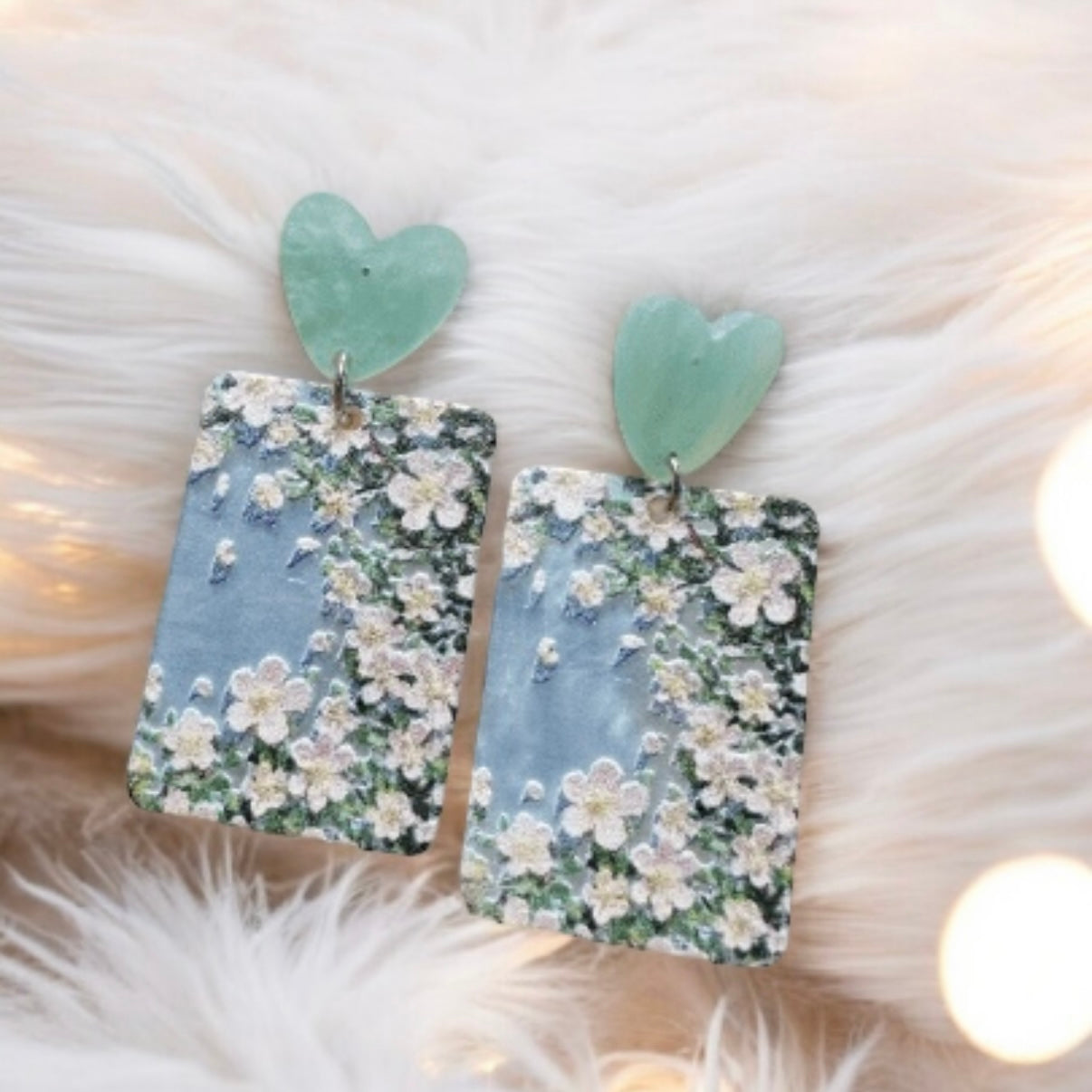 6 colours - Flowers painting earrings | colourful floral dangle earrings | spring elegant style decor drop earrings| cute kawaii earrings