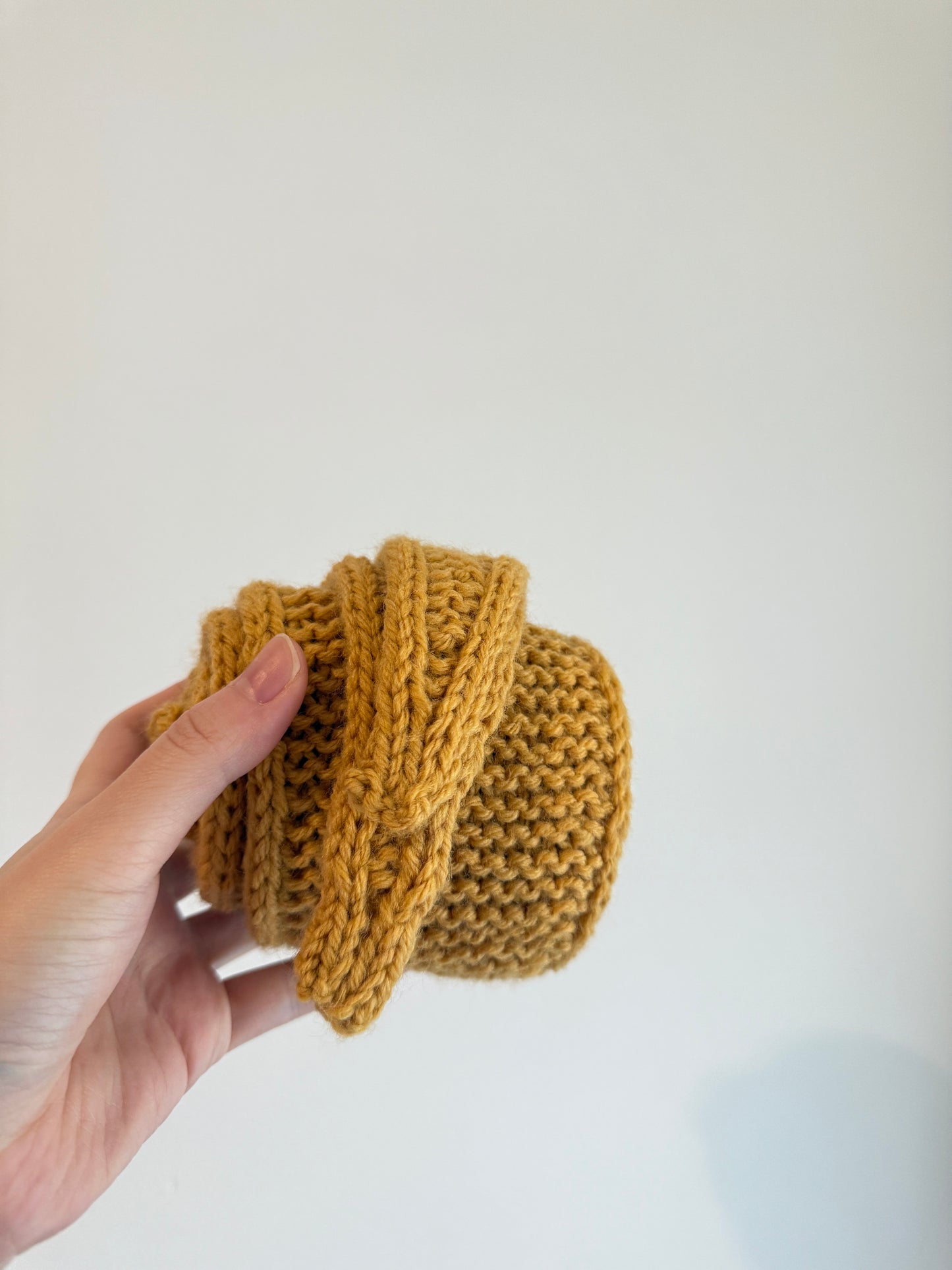 Sophie scarf in mustard | hand knit neckechief | winter wrap | small skinny scarf | handmade gift | tiktok viral scarf | wool yarn