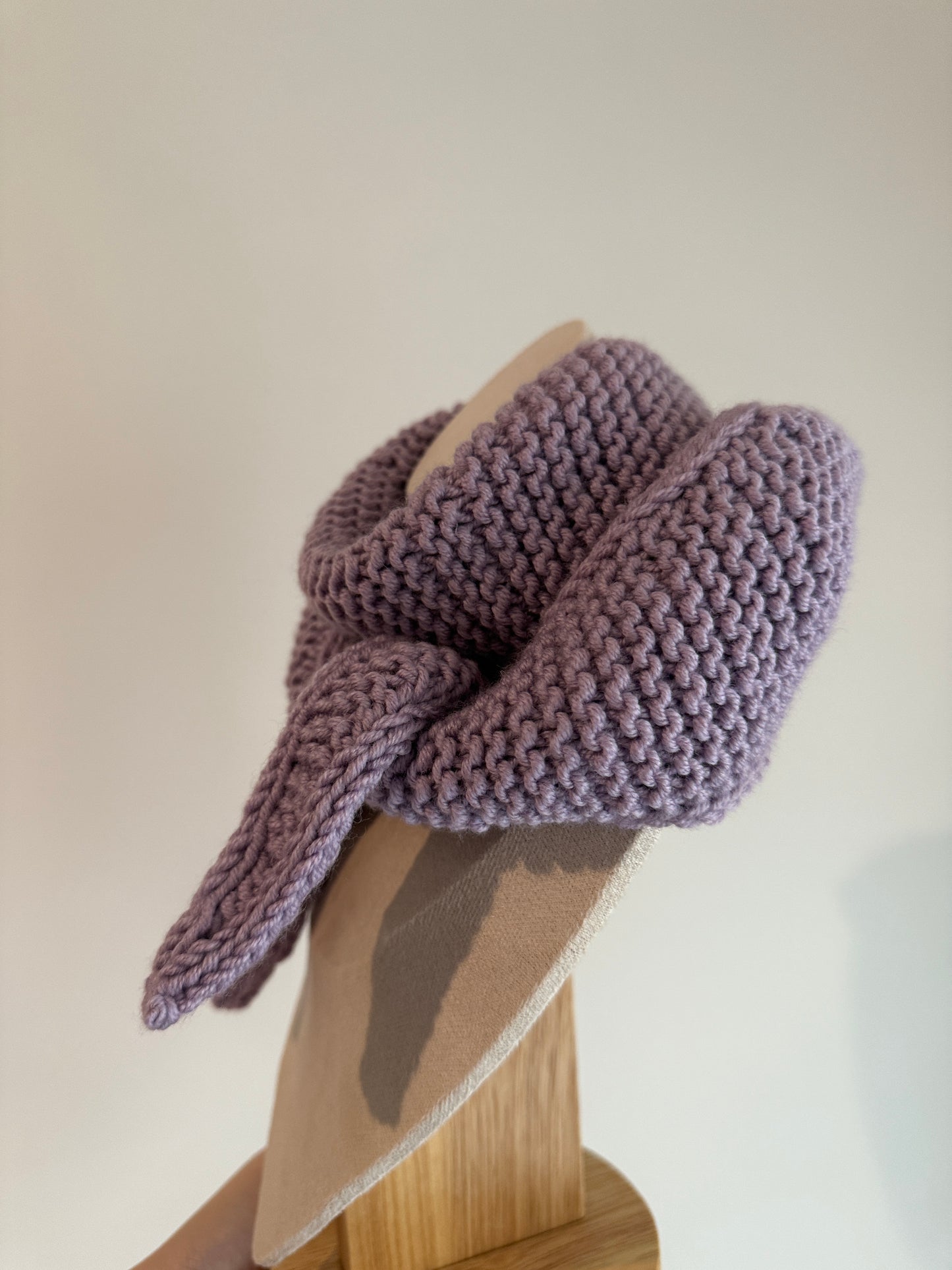 Sophie scarf lilac | hand knit neckechief | winter wrap | small skinny scarf | handmade gift | tiktok viral scarf | wool yarn