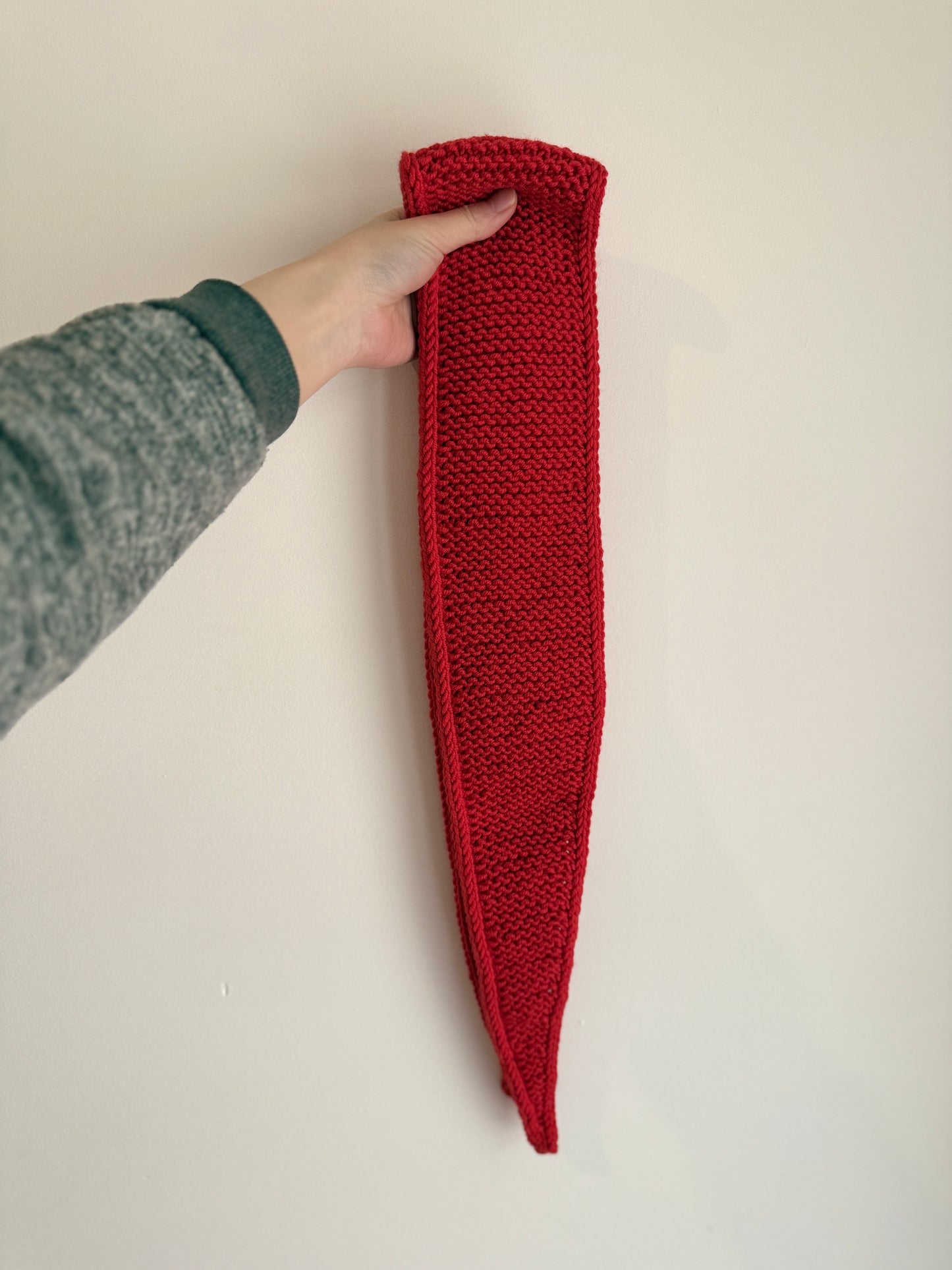 Sophie scarf in christmas red | hand knit neckechief | winter wrap | small skinny scarf | handmade gift | tiktok viral scarf | wool yarn