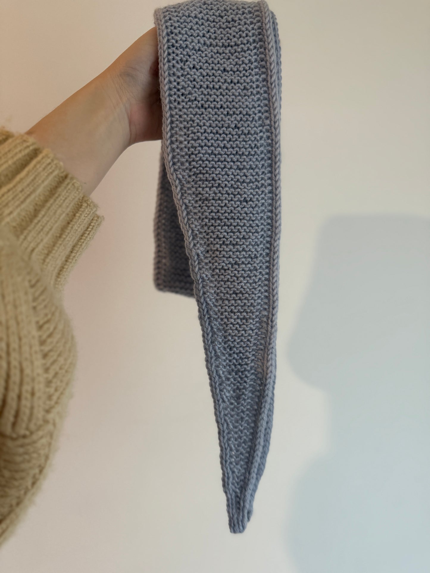 Sophie scarf in light grey | hand knit neckechief | winter wrap | small skinny scarf | handmade gift | tiktok viral scarf | wool yarn