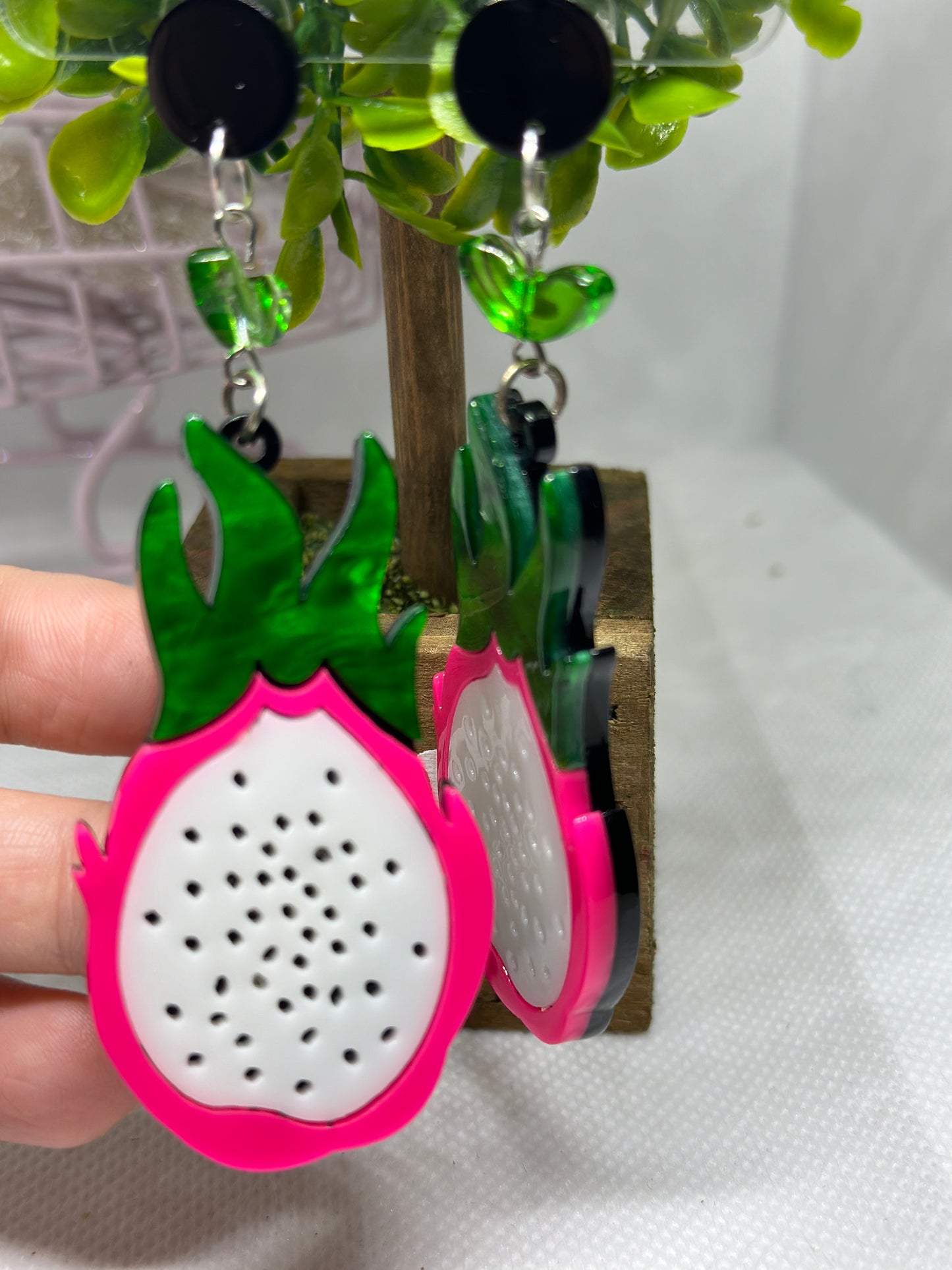 Quirky - Dragon fruits acetate earrings