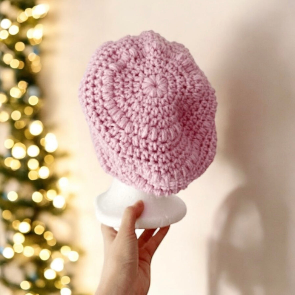 Soft pink crochet Slouchy Beanie | Crochet Beret | Slouchy Hat in purple | Knit beanie in pastel baby pink | cozy winter beret hat Inactive - TuttyKnitty