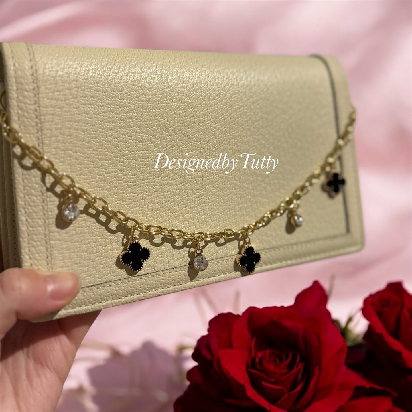 Clover bag charm | key chain | golden chain with gold buckle | y2k chain | bag lover gift