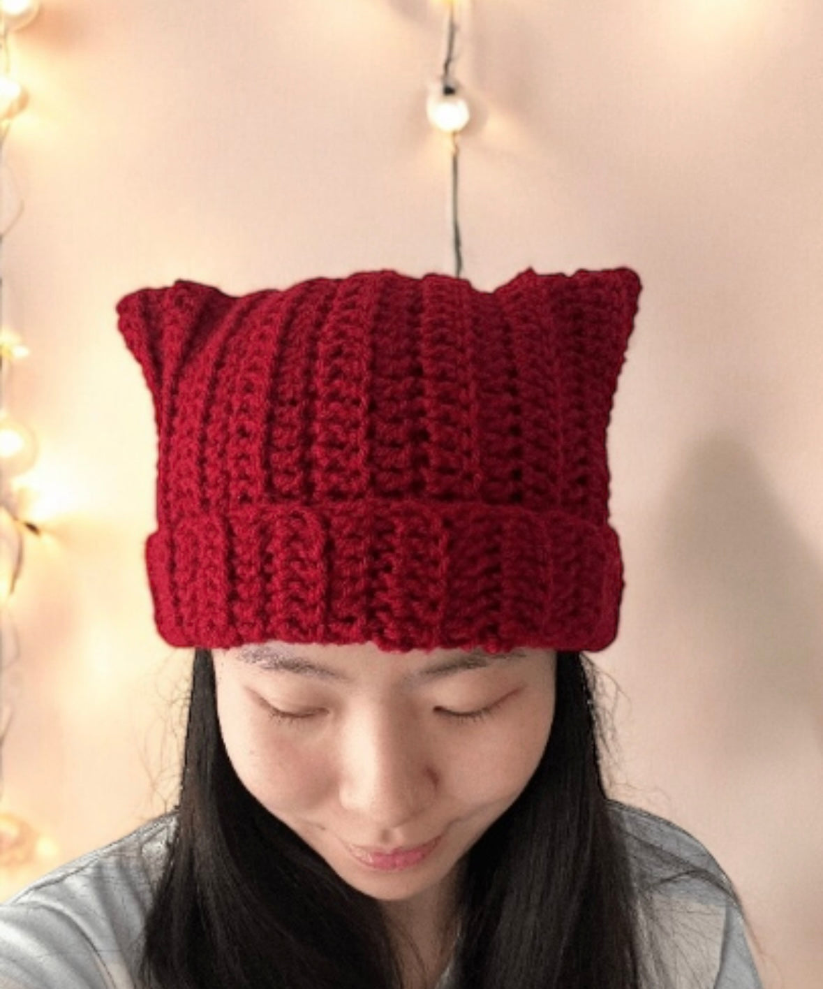 Handmade Crochet cat ear beanie | kitten head hat | cat ear hat | trendy women hat with cat ears | trendy y2k | cat lover | pussy hat - TuttyKnitty