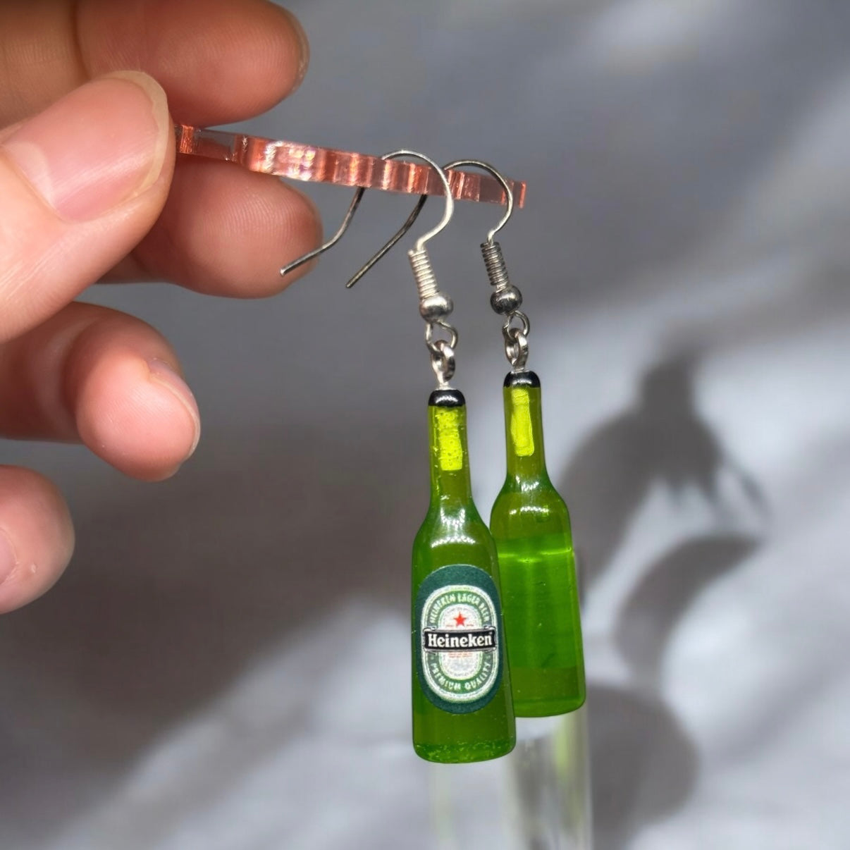 Y2K - miniature bottle dangle minimalist beer earrings | Kawaii drop earrings | birthday party earrings