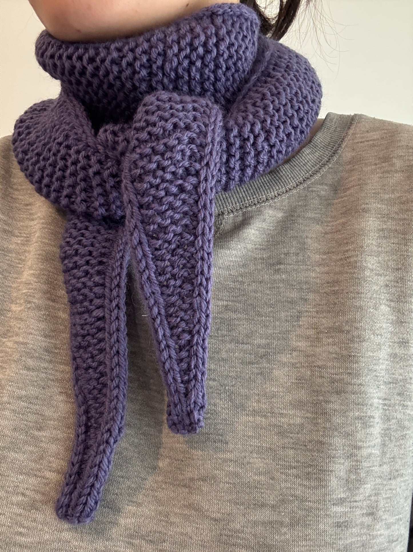 Sophie scarf in grape melange | hand knit neckechief | winter wrap | small skinny scarf | handmade gift | tiktok viral scarf | wool yarn