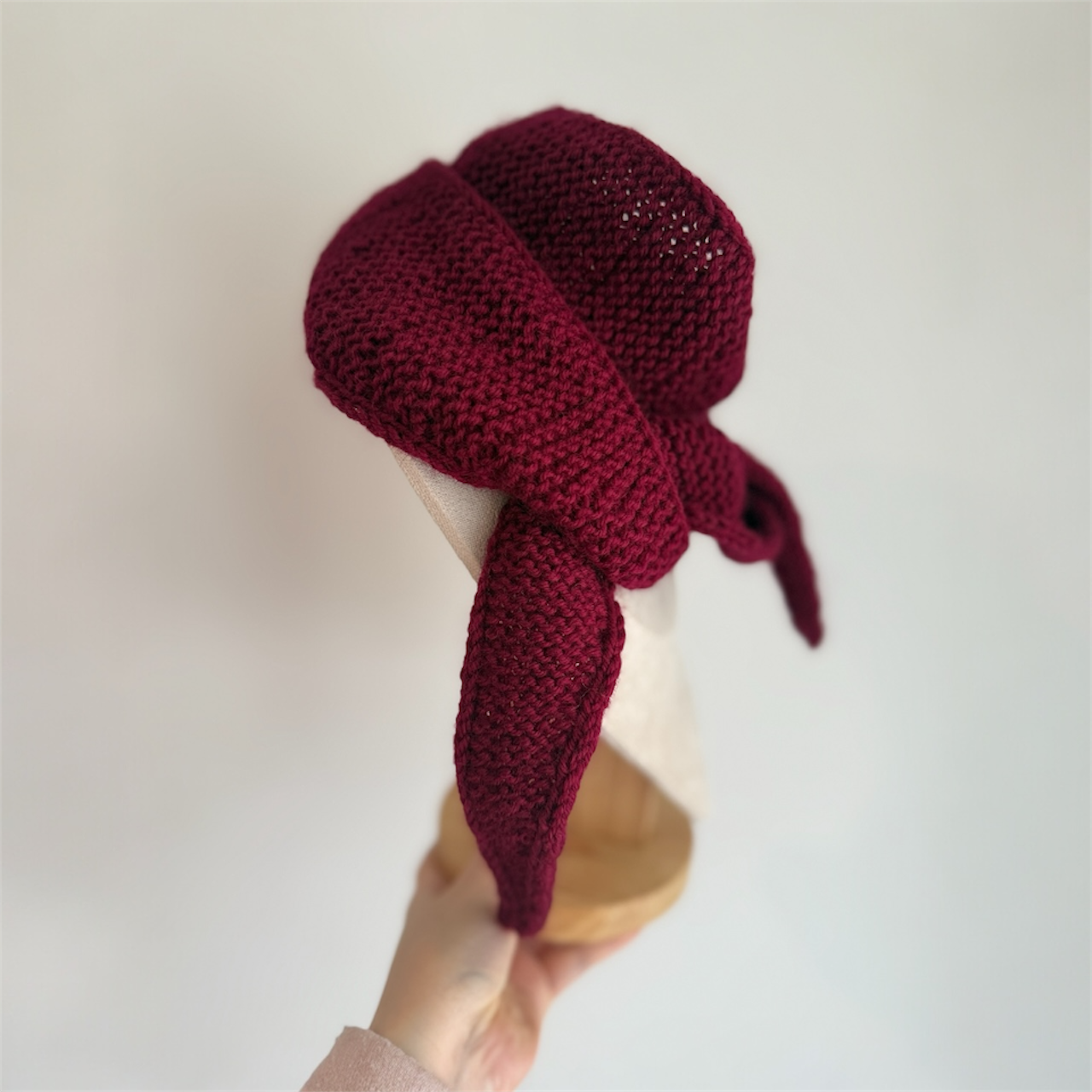 Sophie scarf in burgundy red | hand knit neckechief | winter wrap | small skinny scarf | handmade gift | tiktok viral scarf | wool yarn