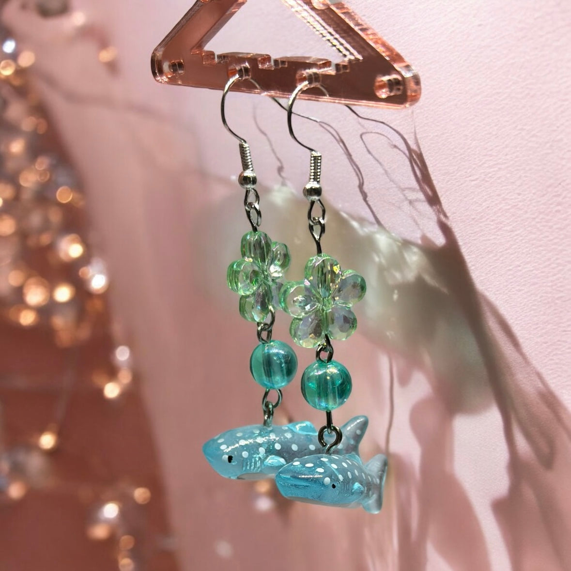 Y2K - Blue whale earrings with dots | 3d animal dangle earrings | cute kawaii art | sea creature earrings