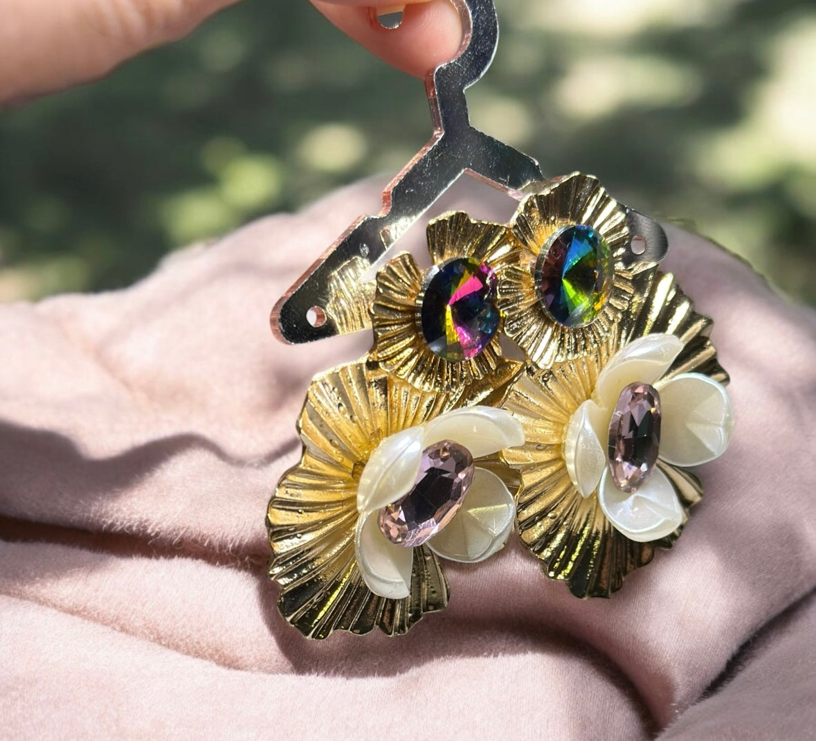 Floral - Gold flower shaped earrings| Crumpled geometric earrings | oversize statement earrings