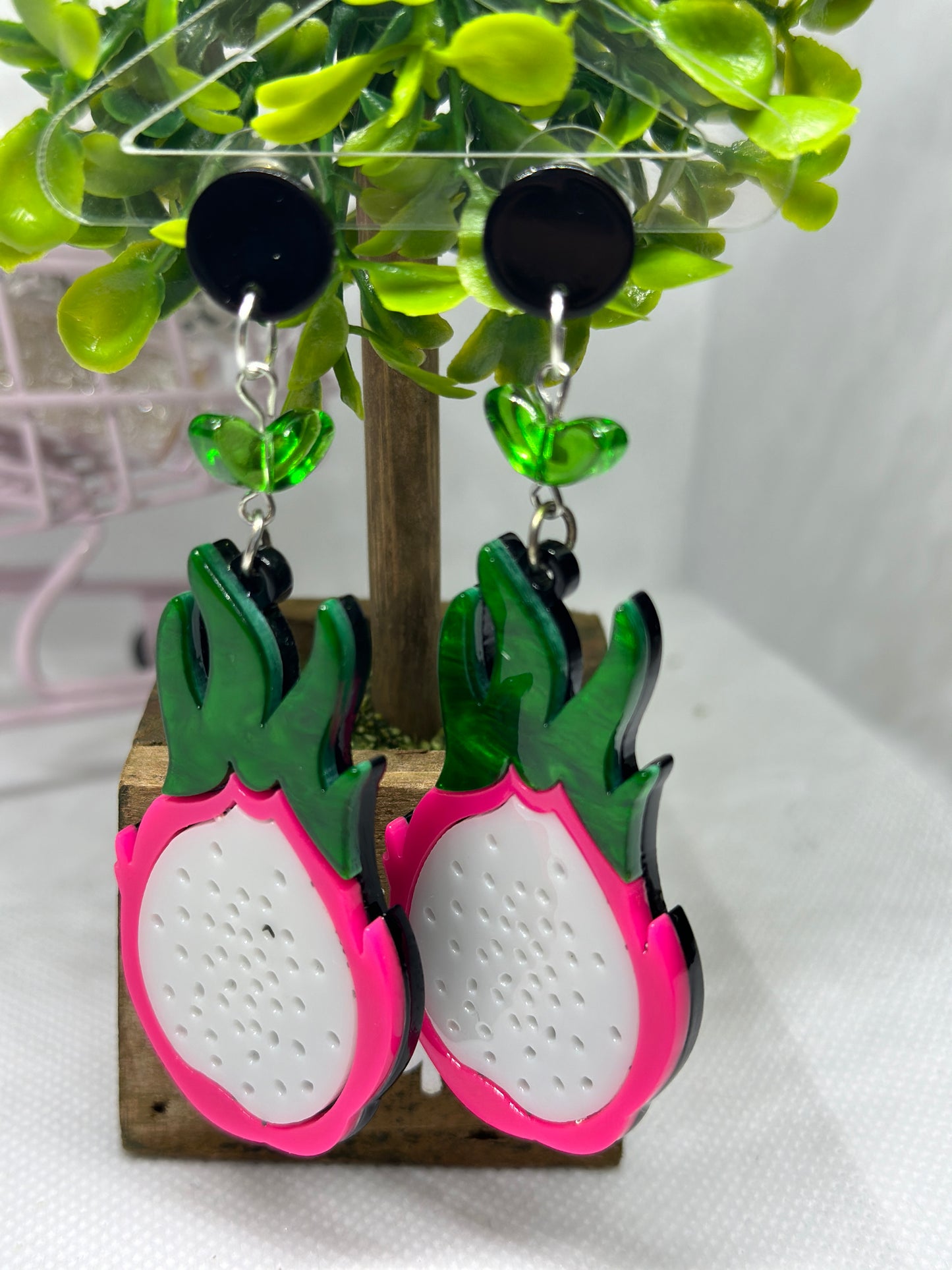 Quirky - Dragon fruits acetate earrings
