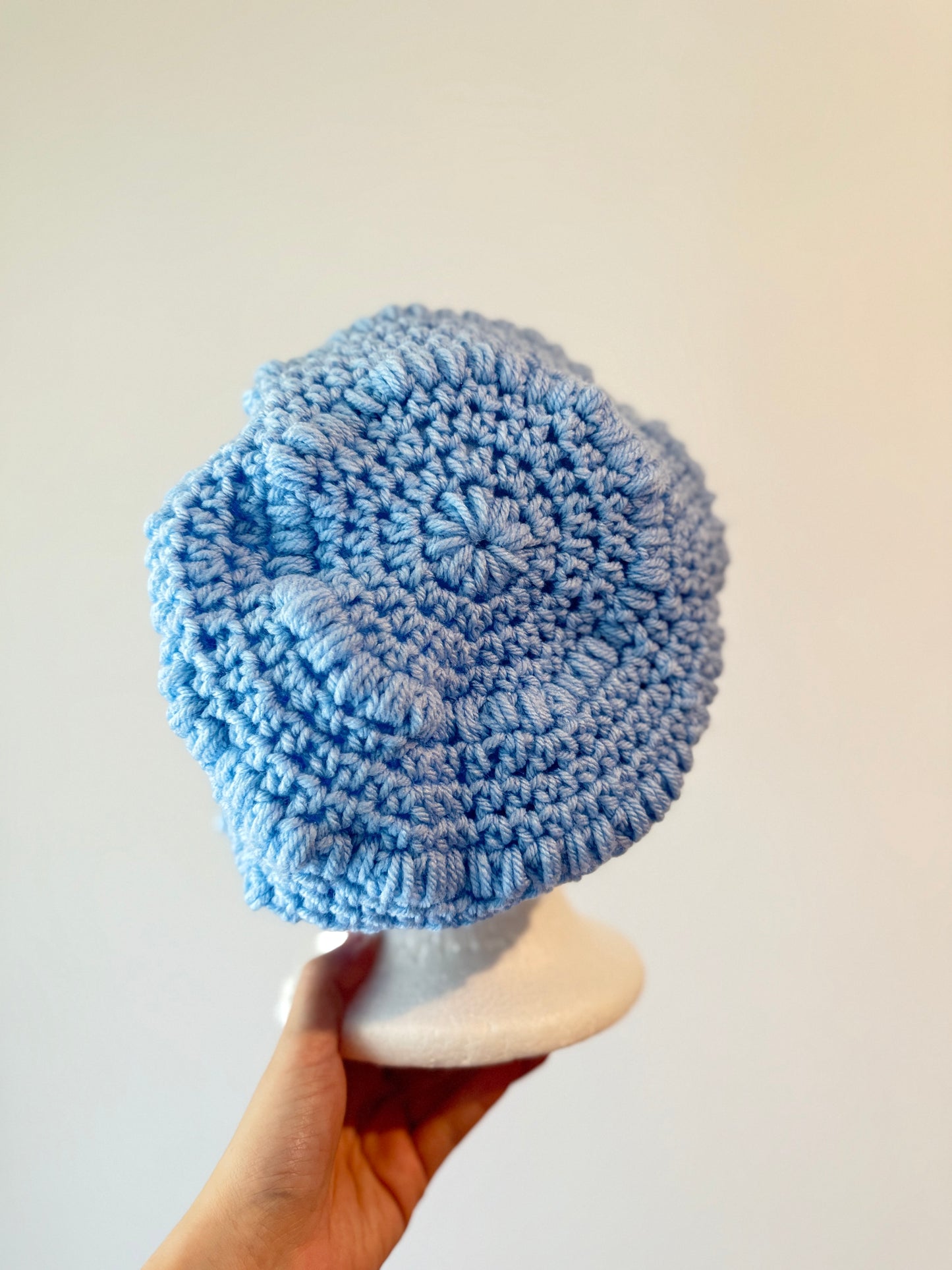 Blue crochet Slouchy Beanie | Chrochet Beret | Slouchy Hat in brown | hand Knit beanie in yellow | cozy winter beret hat