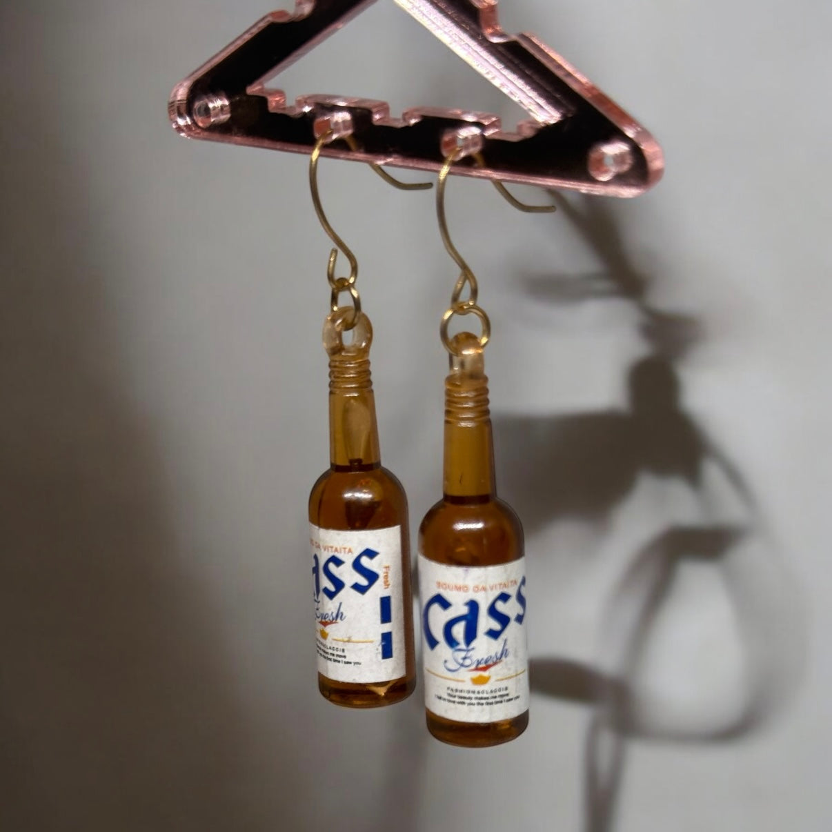 Y2K - miniature bottle dangle minimalist beer earrings | Kawaii drop earrings | birthday party earrings