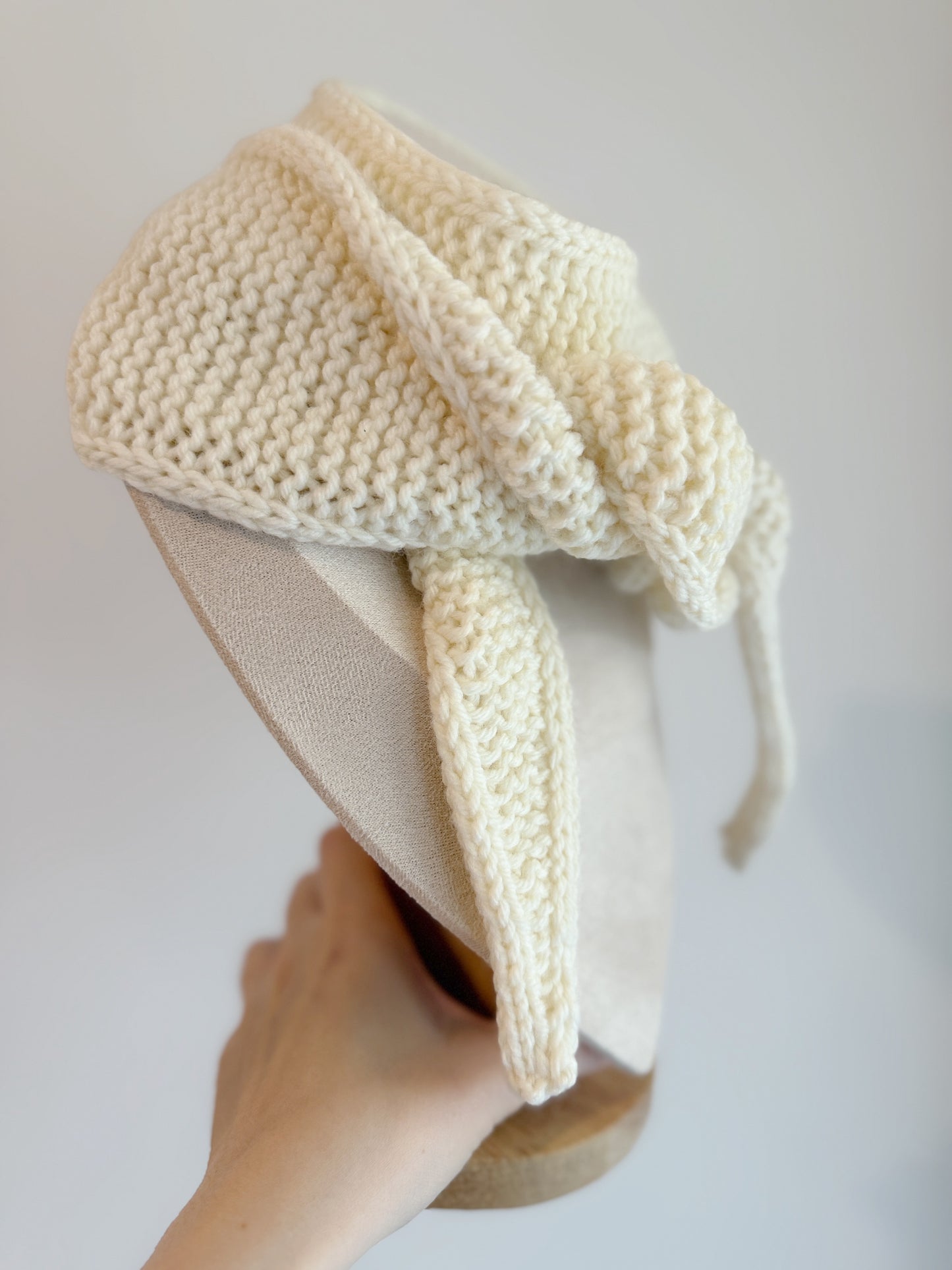 Sophie scarf in cream white | hand knit neckechief | winter wrap | small skinny scarf | handmade gift | tiktok viral scarf | wool yarn