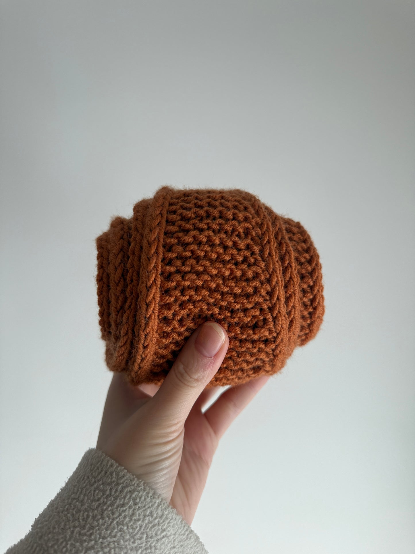 Sophie scarf leather brown | hand knit neckechief | winter wrap | small skinny scarf | handmade gift | tiktok viral scarf | wool yarn