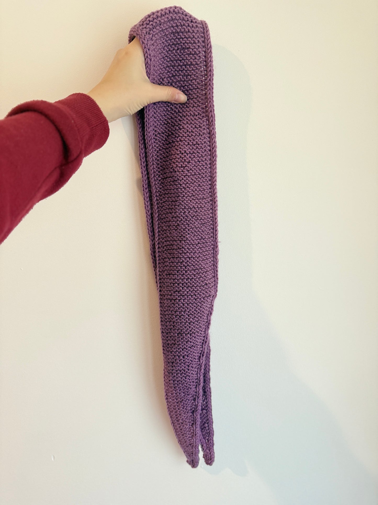 Sophie scarf in mulberry purple | hand knit neckechief | winter wrap | small skinny scarf | handmade gift | tiktok viral scarf | wool yarn