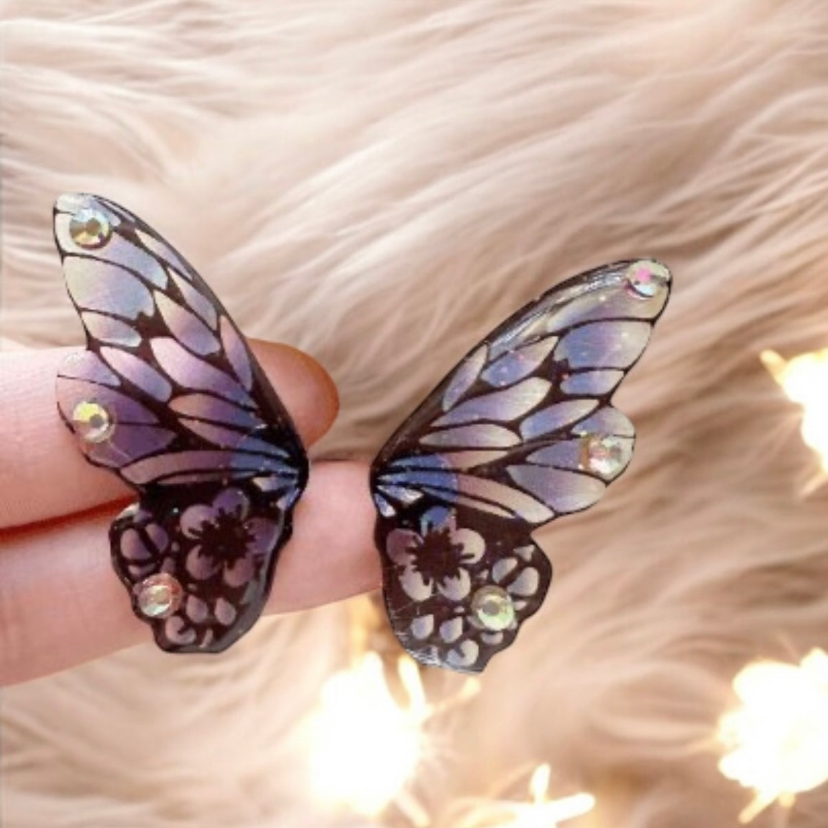 Whimsical - Clear coloured butterfly fairy wings earrings | Dangle aesthetic earrings | cicada wing decor party earrings