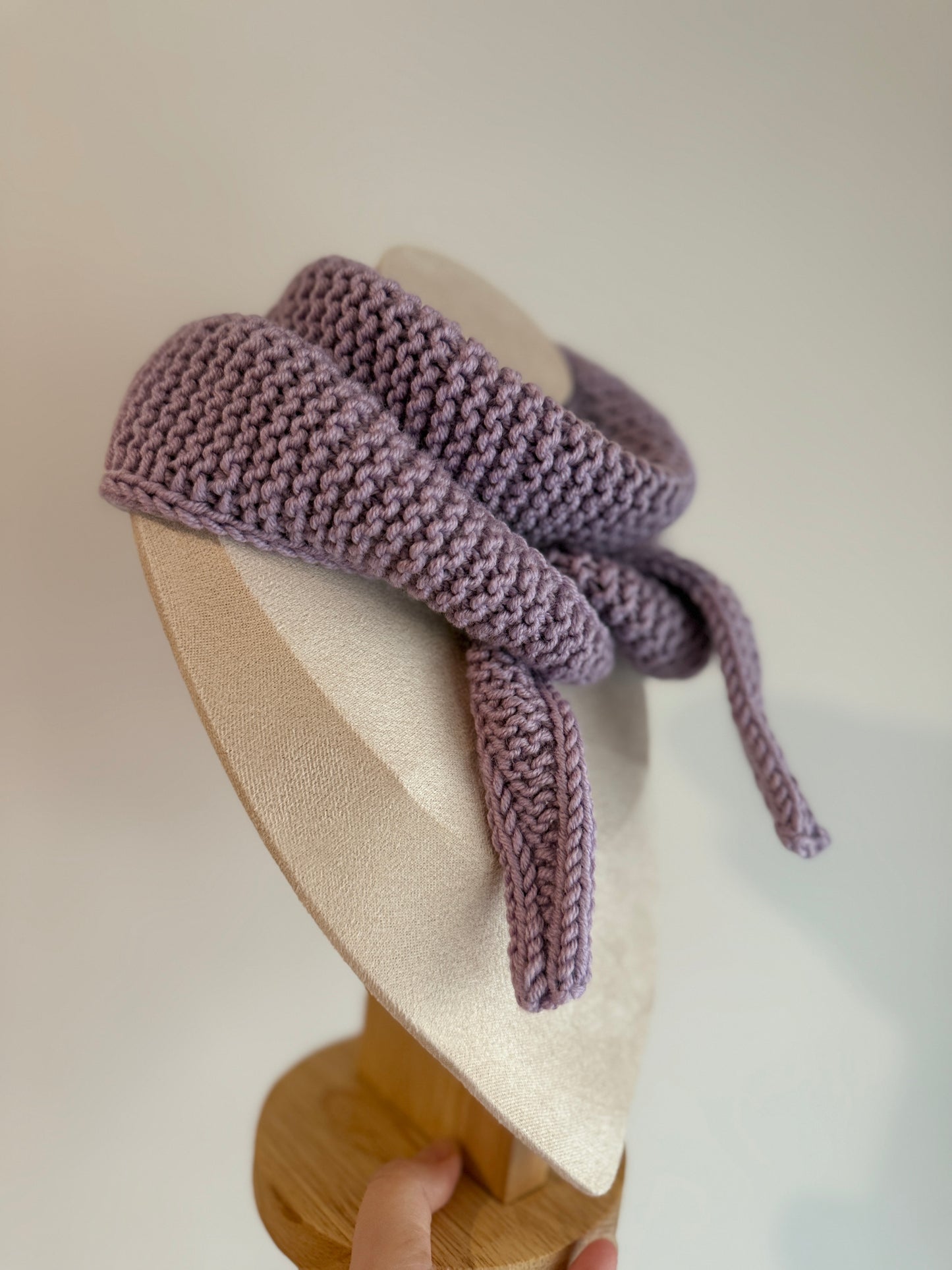 Sophie scarf lilac | hand knit neckechief | winter wrap | small skinny scarf | handmade gift | tiktok viral scarf | wool yarn