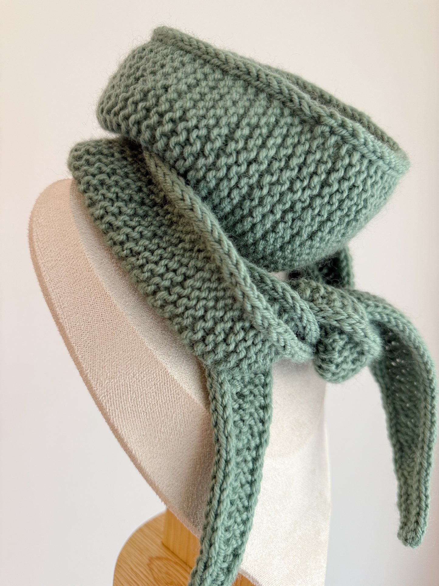Sophie scarf in sage green | hand knit neckechief | winter wrap | small skinny scarf | handmade gift | tiktok viral scarf | wool yarn