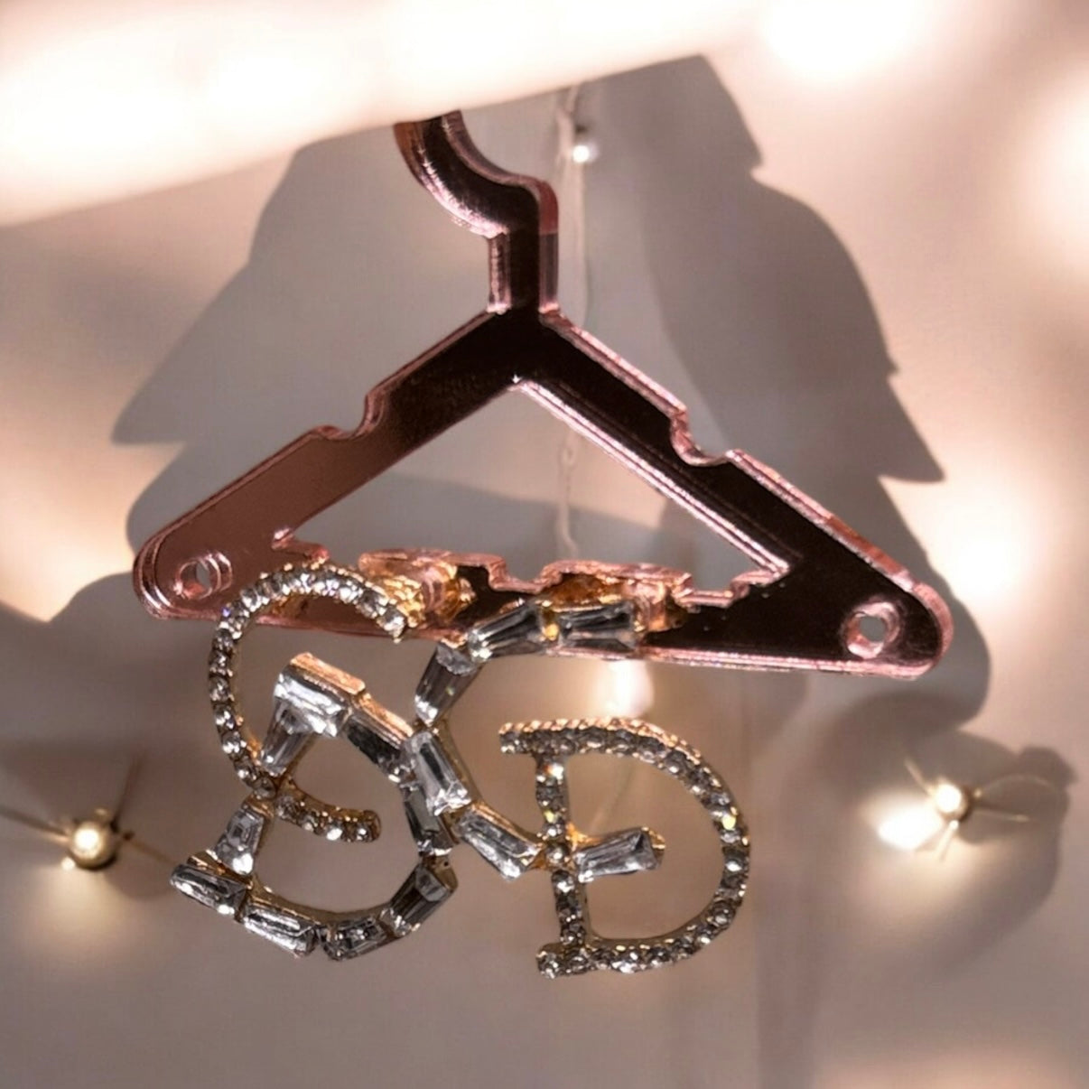 Lux - CD letter stud earrings | glittering diamante mini huggie earrings