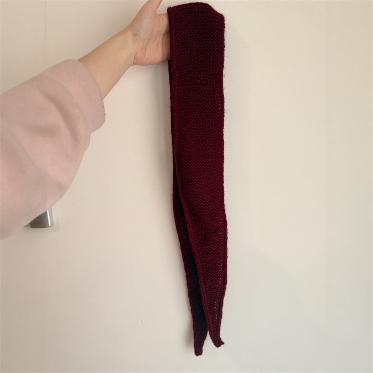 Sophie scarf in burgundy red | hand knit neckechief | winter wrap | small skinny scarf | handmade gift | tiktok viral scarf | wool yarn