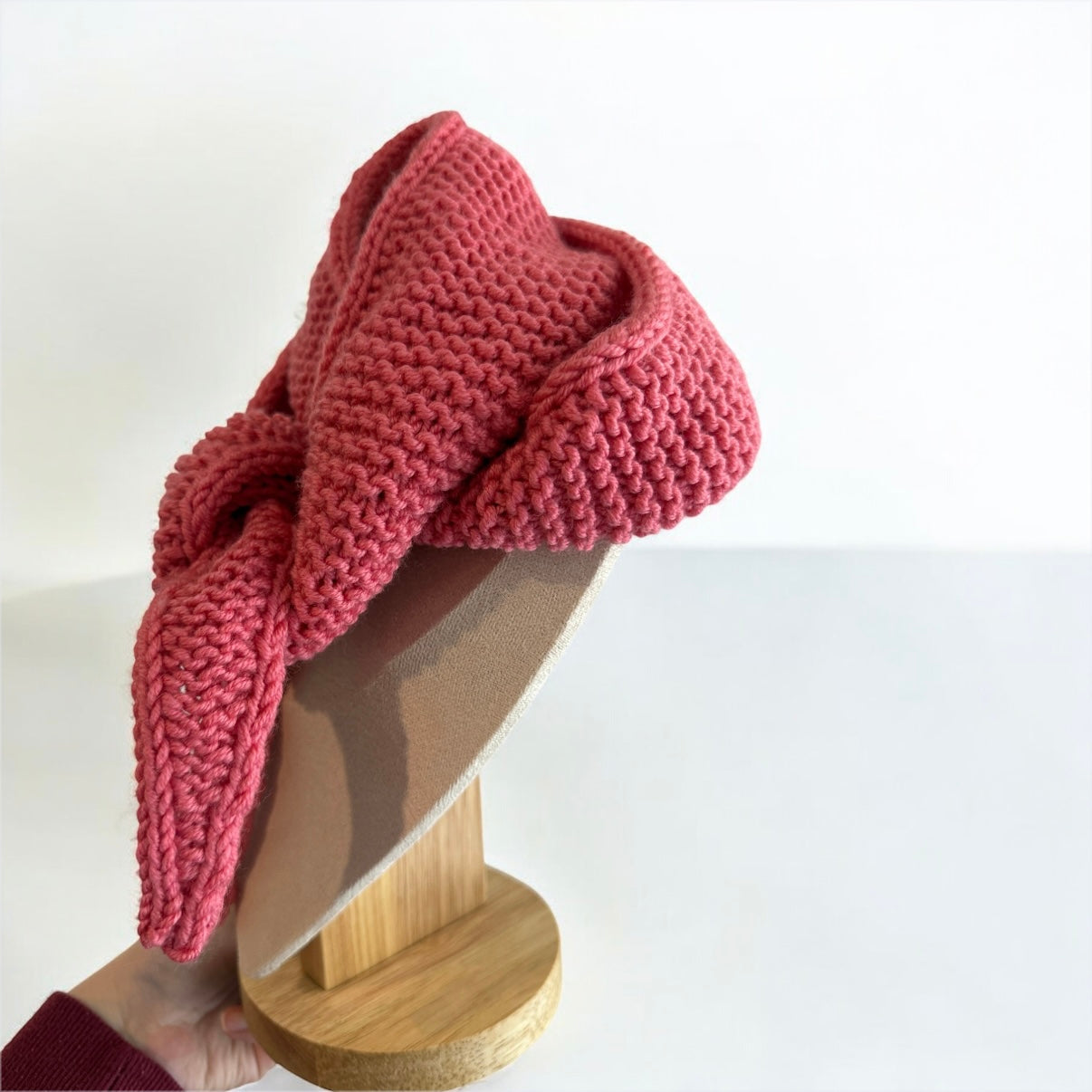 Sophie scarf in rose pink | hand knit neckechief | winter wrap | small skinny scarf | handmade gift | tiktok viral scarf | wool yarn