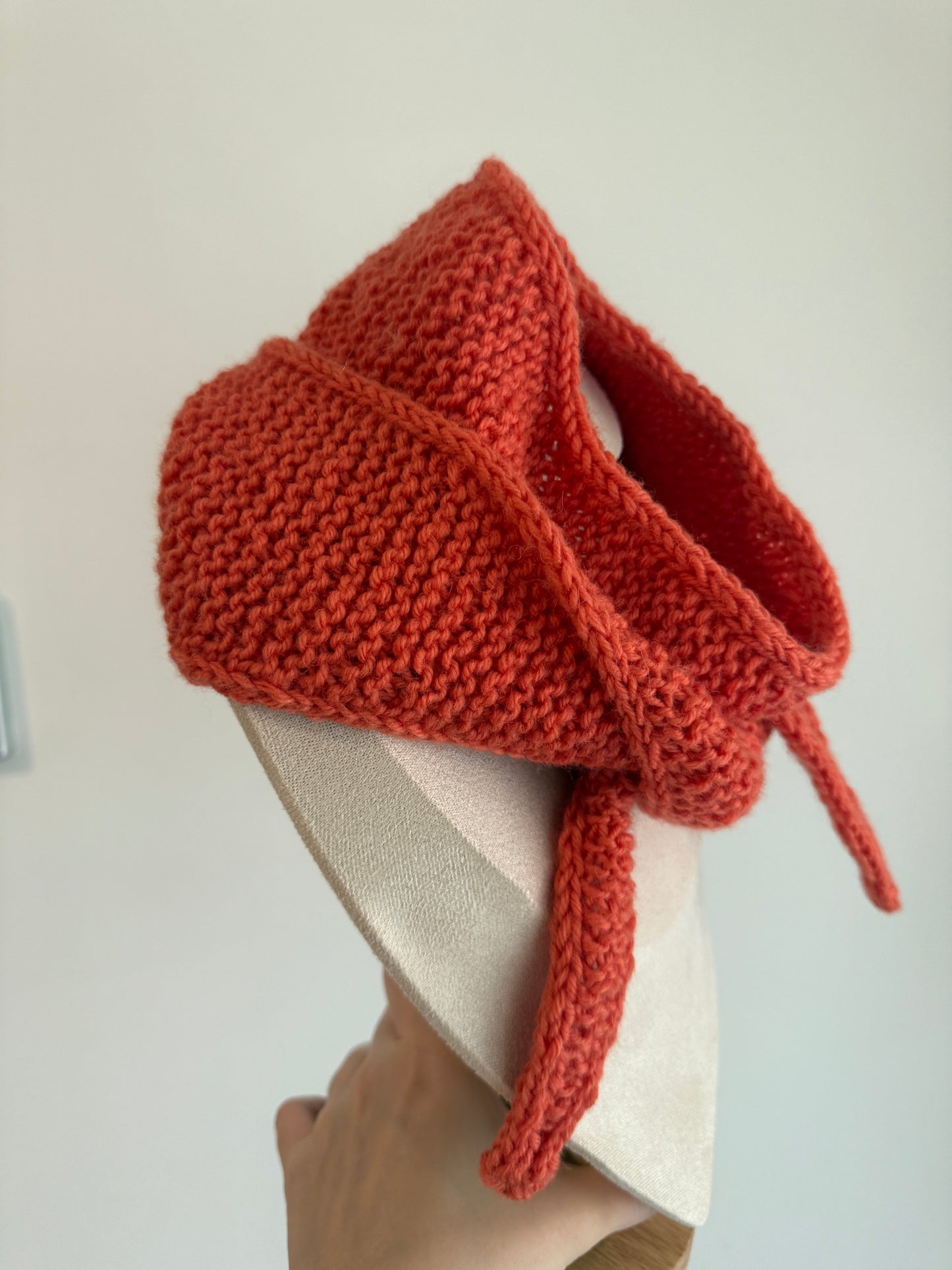 Sophie scarf in orange | hand knit neckechief | winter wrap | small skinny scarf | handmade gift | tiktok viral scarf | wool yarn