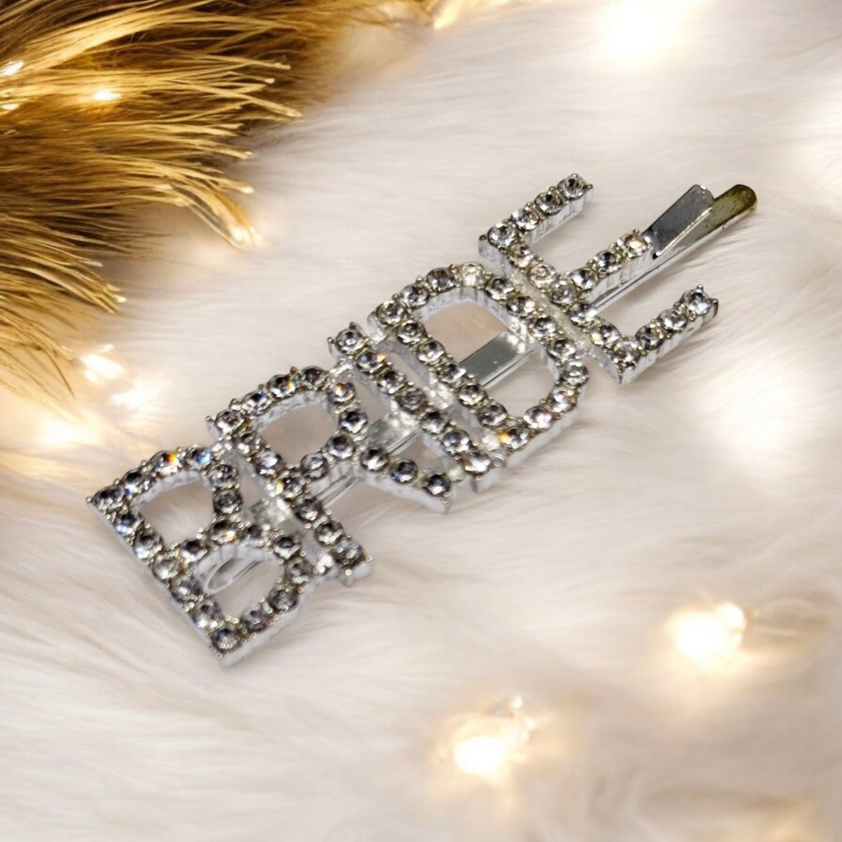 Silver rhinestones BRIDE letter clip
