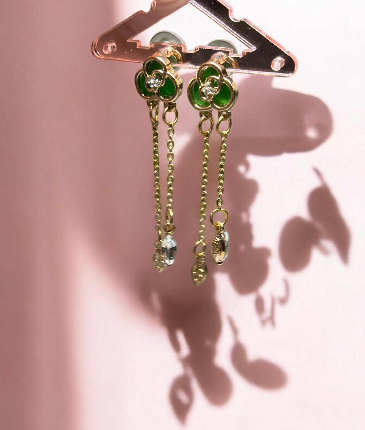 Lux - Camelia flower earrings |Kawaii cute fun chain earrings | korean art colourful dangle earrings | flower crystal clear beads