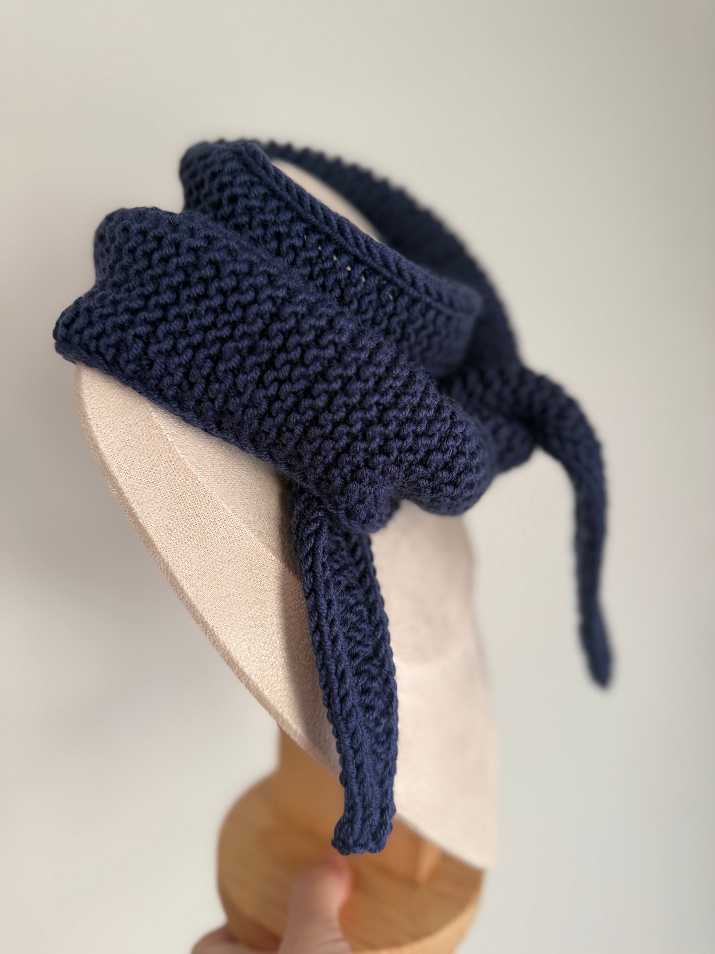 Sophie scarf navy | hand knit neckechief | winter wrap | small skinny scarf | handmade gift | tiktok viral scarf | wool yarn