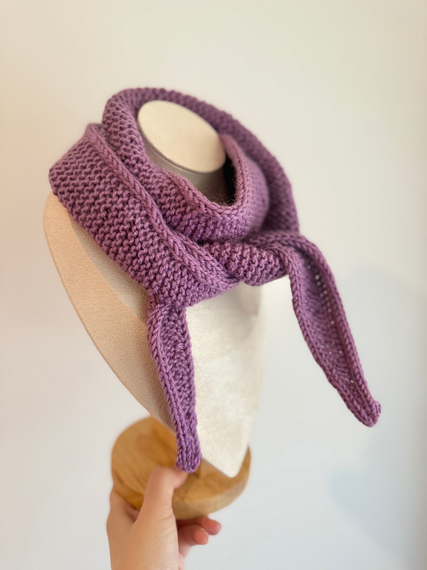 Sophie scarf in mulberry purple | hand knit neckechief | winter wrap | small skinny scarf | handmade gift | tiktok viral scarf | wool yarn